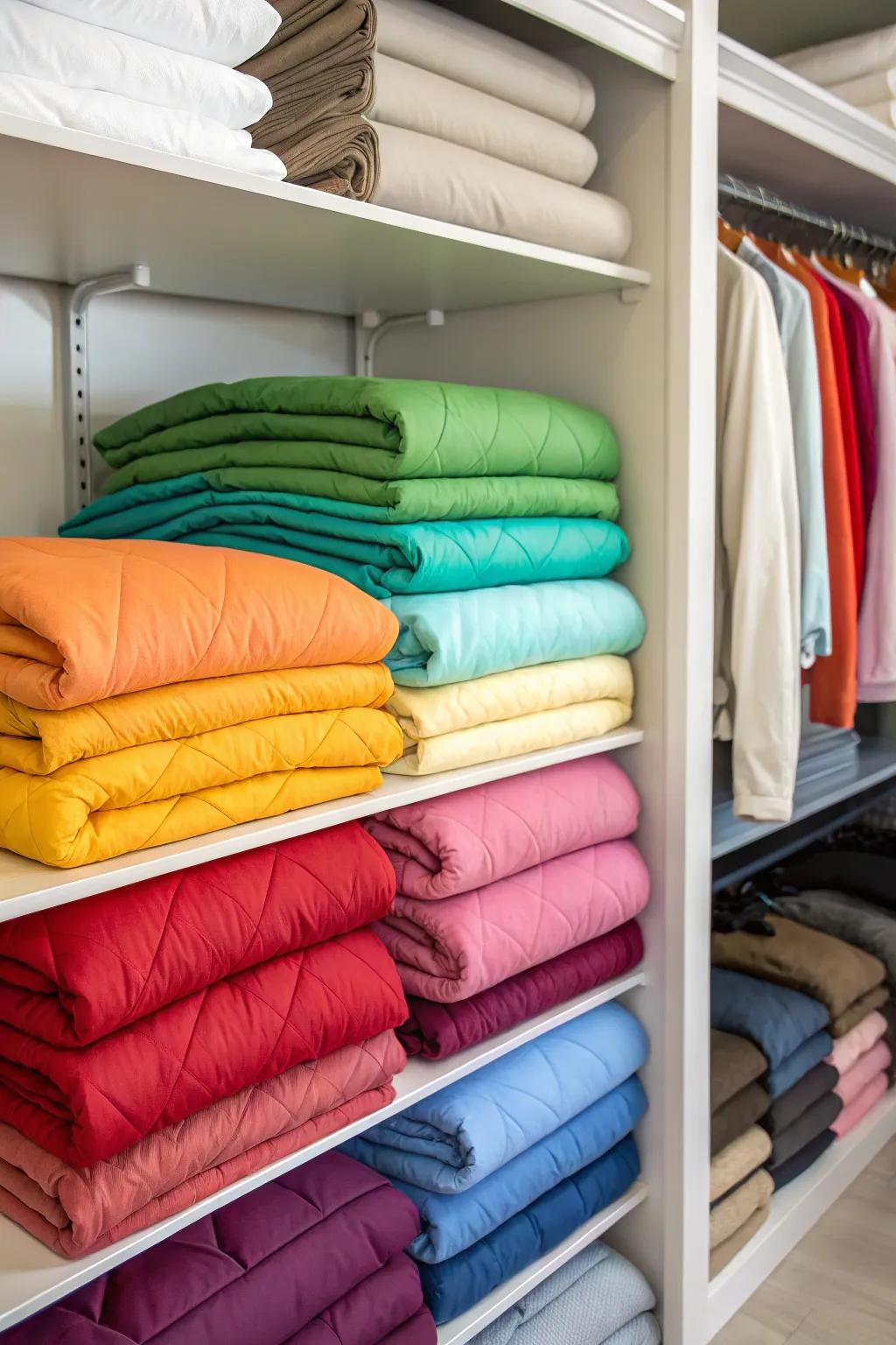 Color-coded storage delivers order and aesthetic delight.