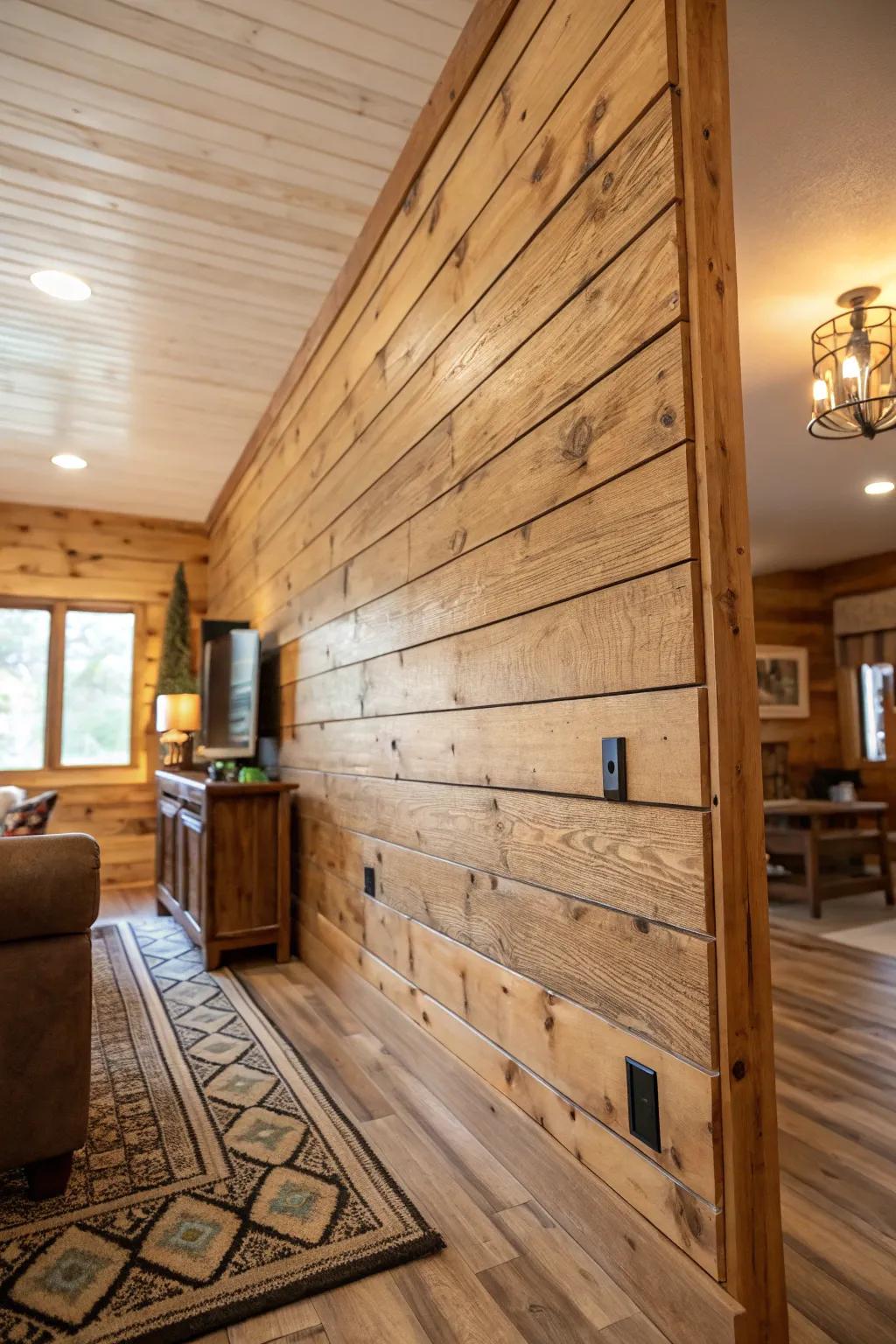 Wood-like finish incorporates innate coziness.