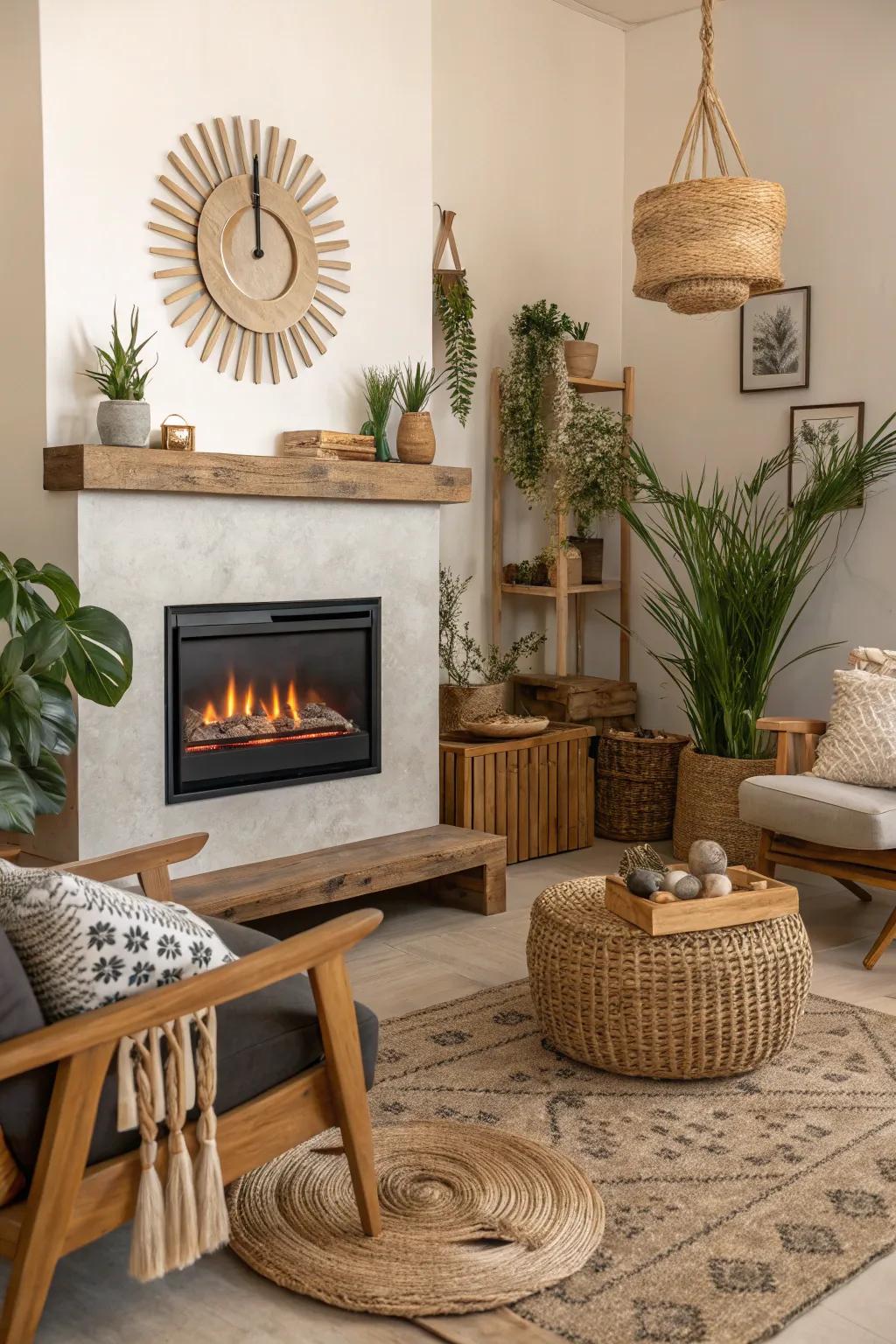 Eco conscious materials lend appeal to a living space with a modern heater.