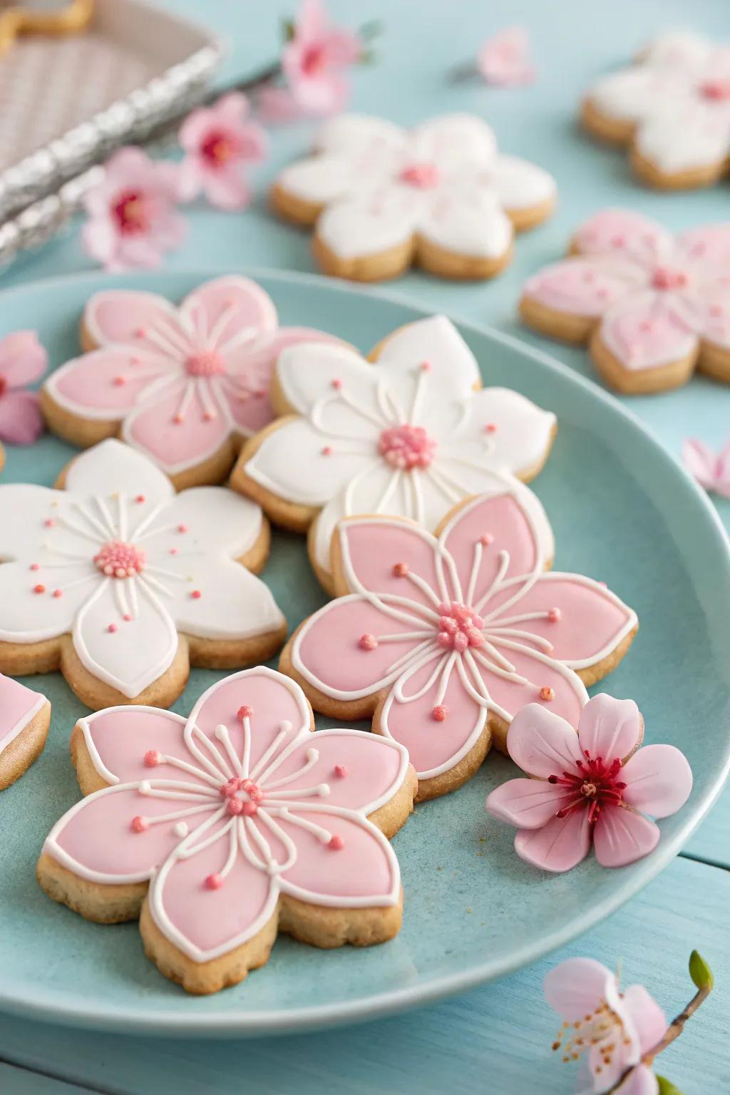 Delicate cherry blossom biscuits to celebrate spring.