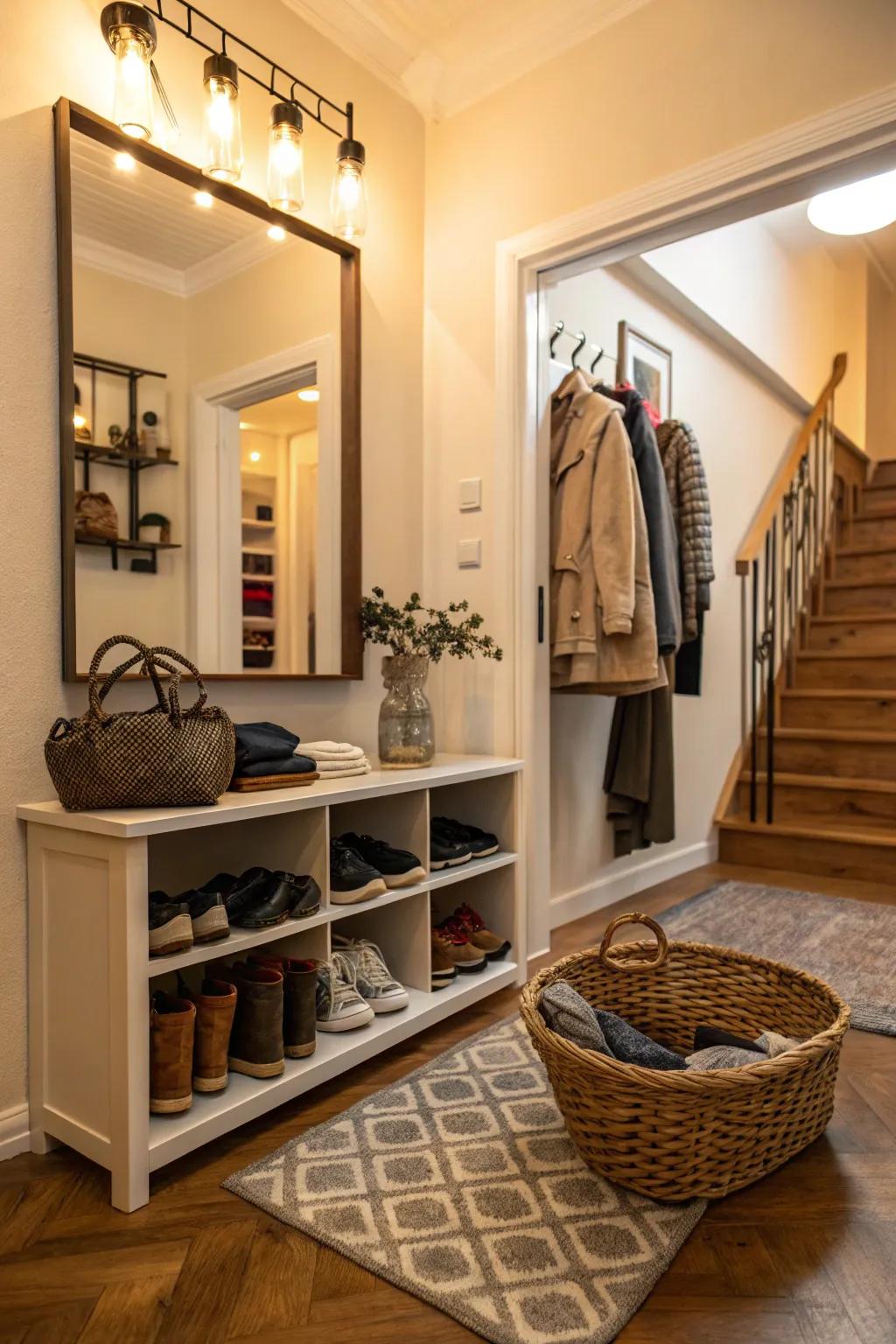 Footwear shelter systems keep the entryway neat.