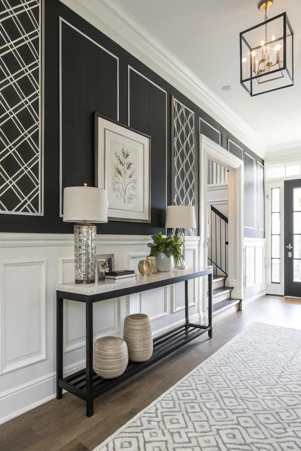 Embrace modern contrast with graphite and snow.