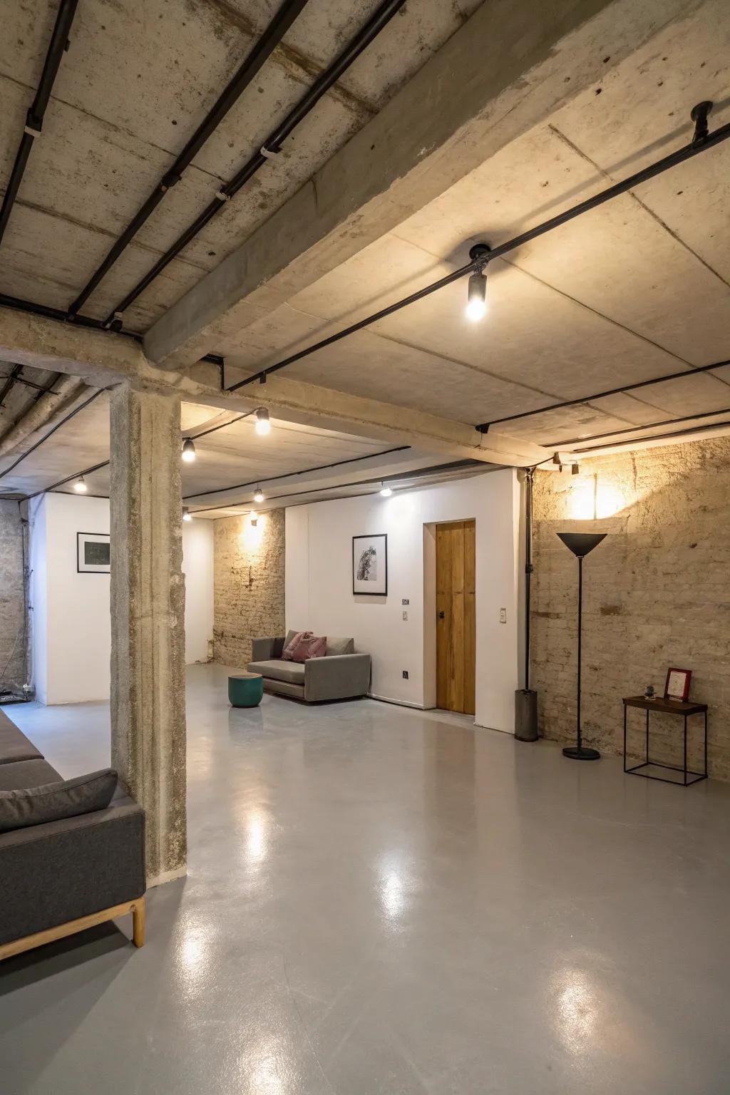 A minimalist methodology permits the architectural splendor of a bare ceiling to command attention.