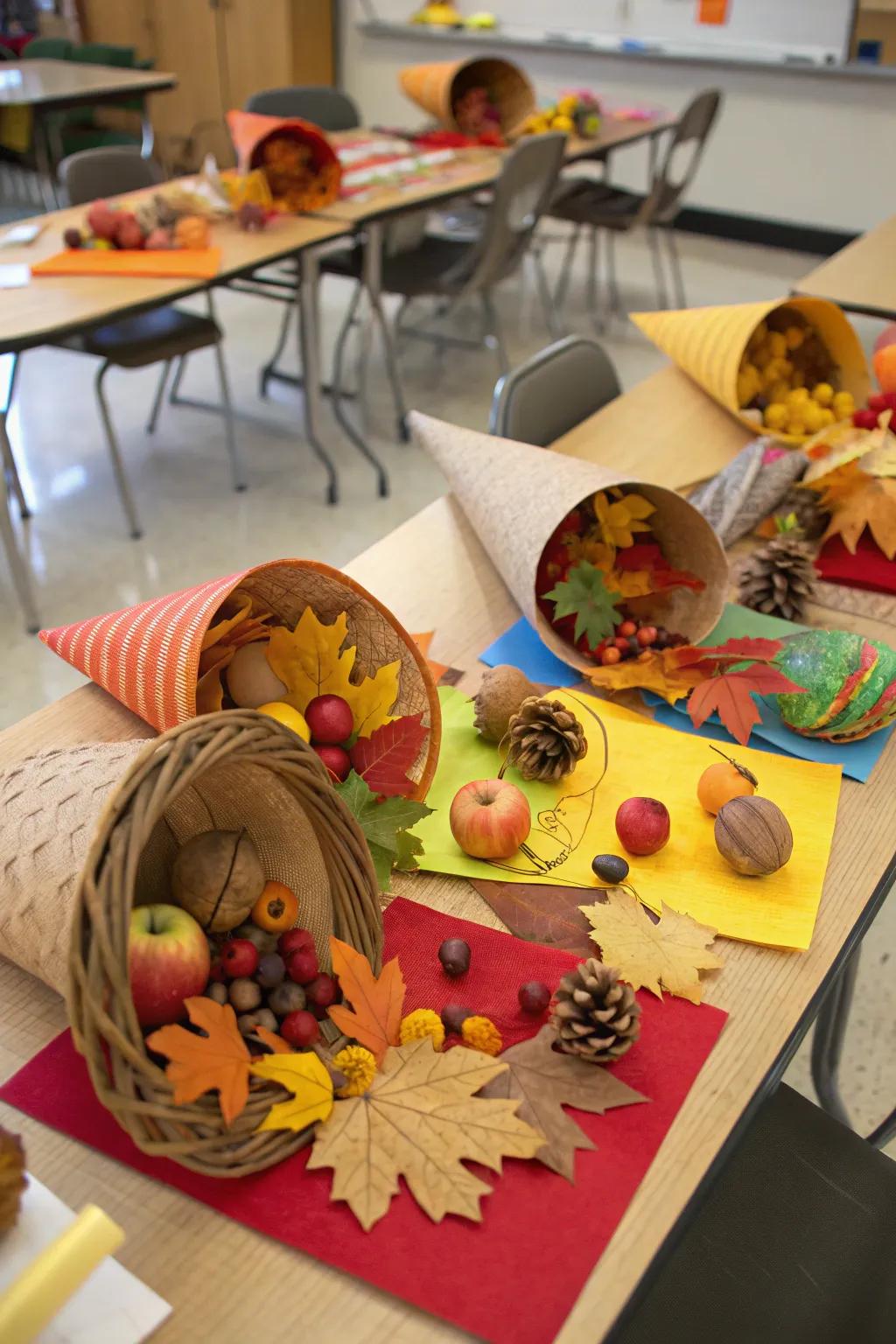 Students' creative cornucopias on display.