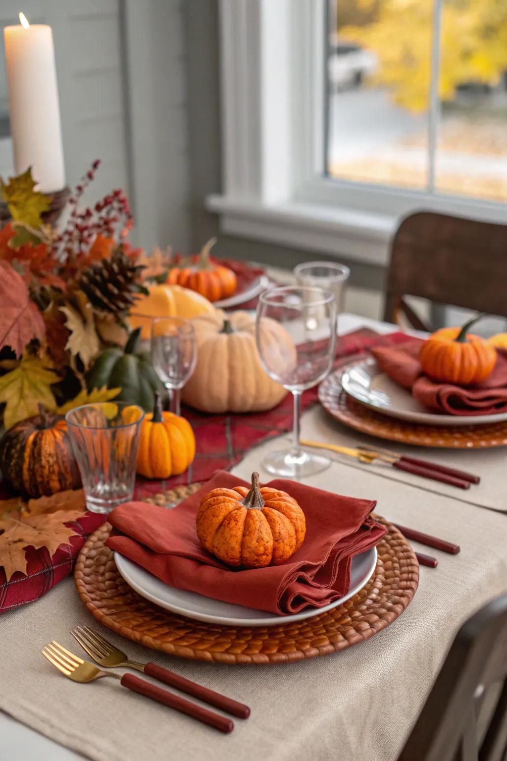 A thematic color palette evokes the essence of fall beautifully.