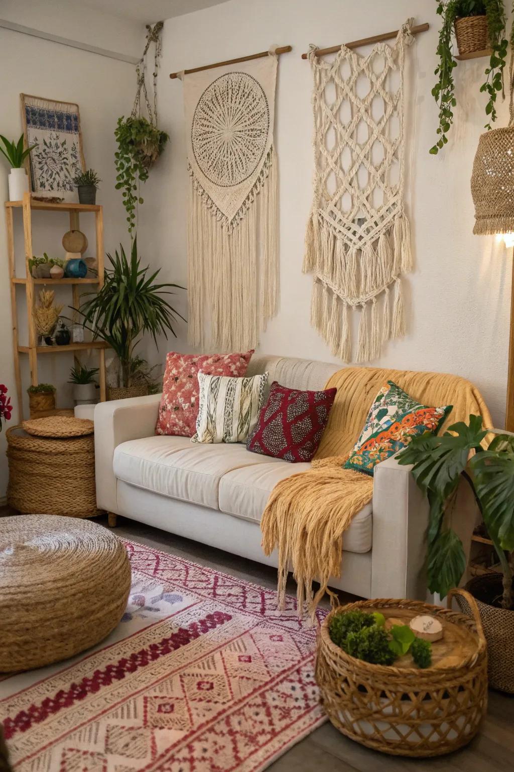 Boho-inspired pillows: adding an artistic touch to your home.