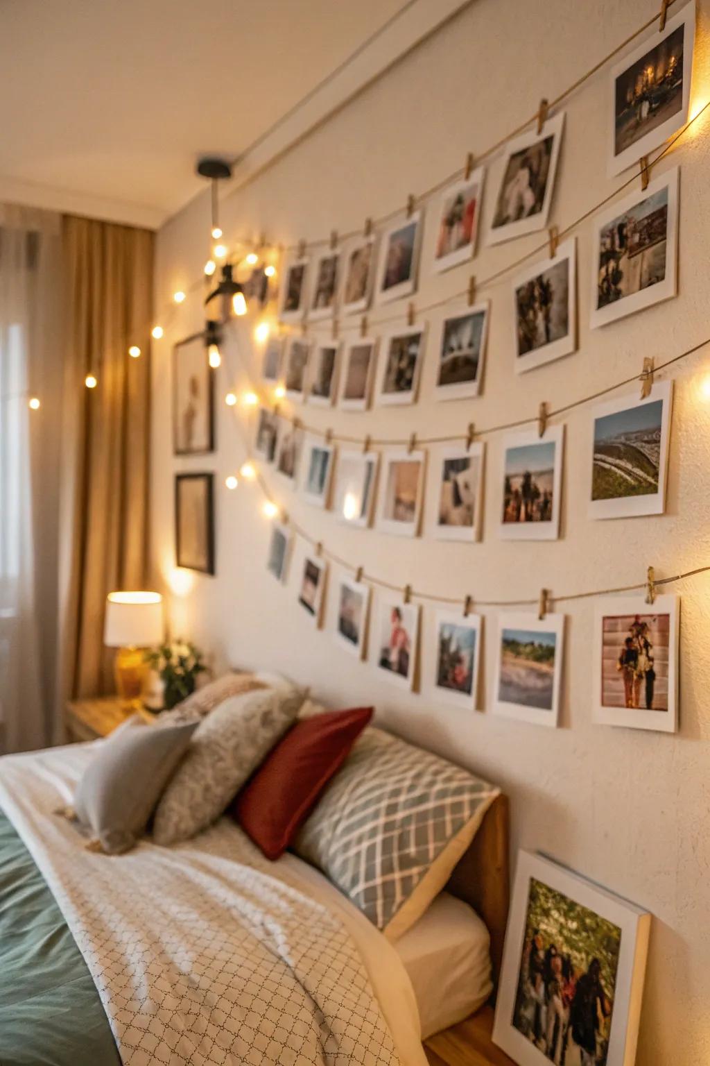 Polaroid-style displays are casual and fun.
