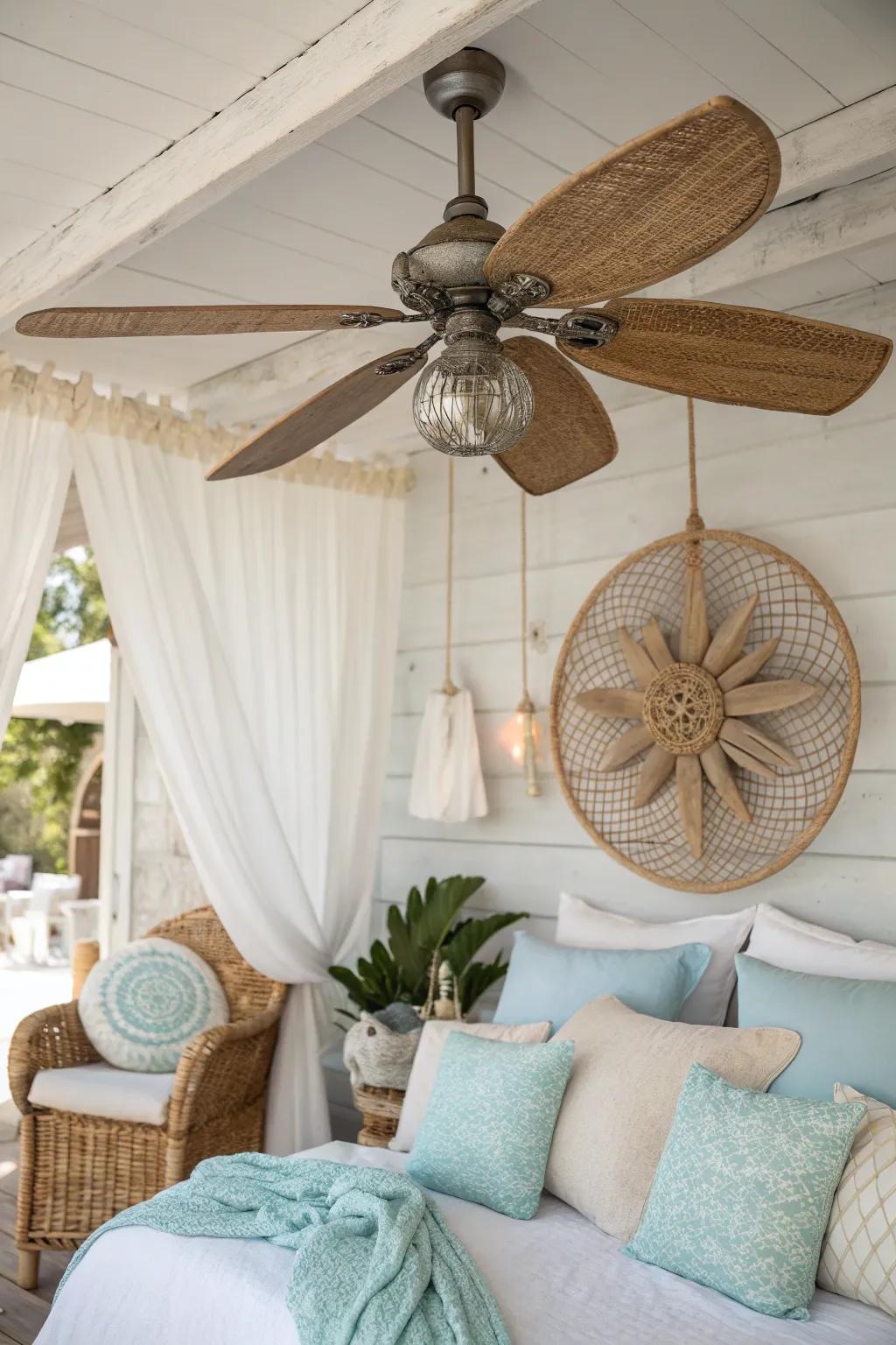 Bring the beach vibes home with nautical fans that evoke the serenity of the sea. 🌊 #CoastalLiving #BeachVibes