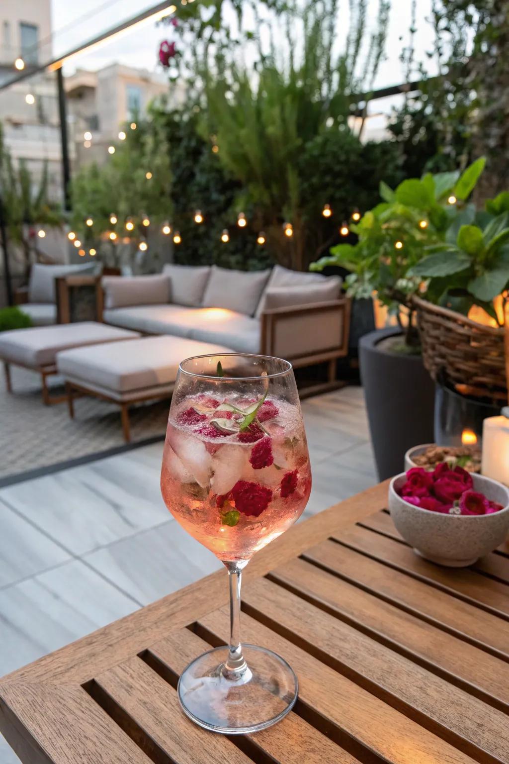 Rose petal ice for a romantic toast.