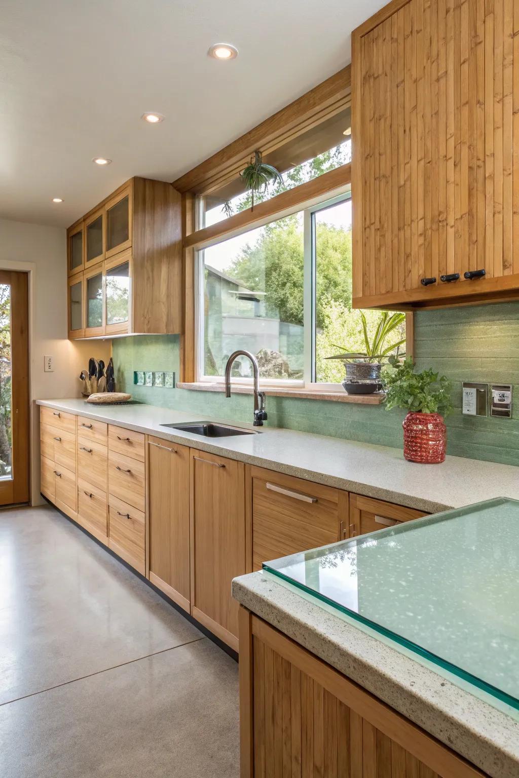 Eco-conscious materials that enhance sustainability and style in the kitchen.