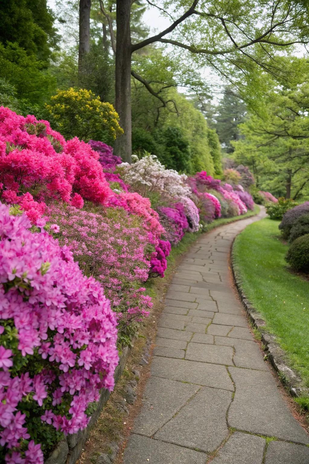 Define your garden areas with flowering bush borders.