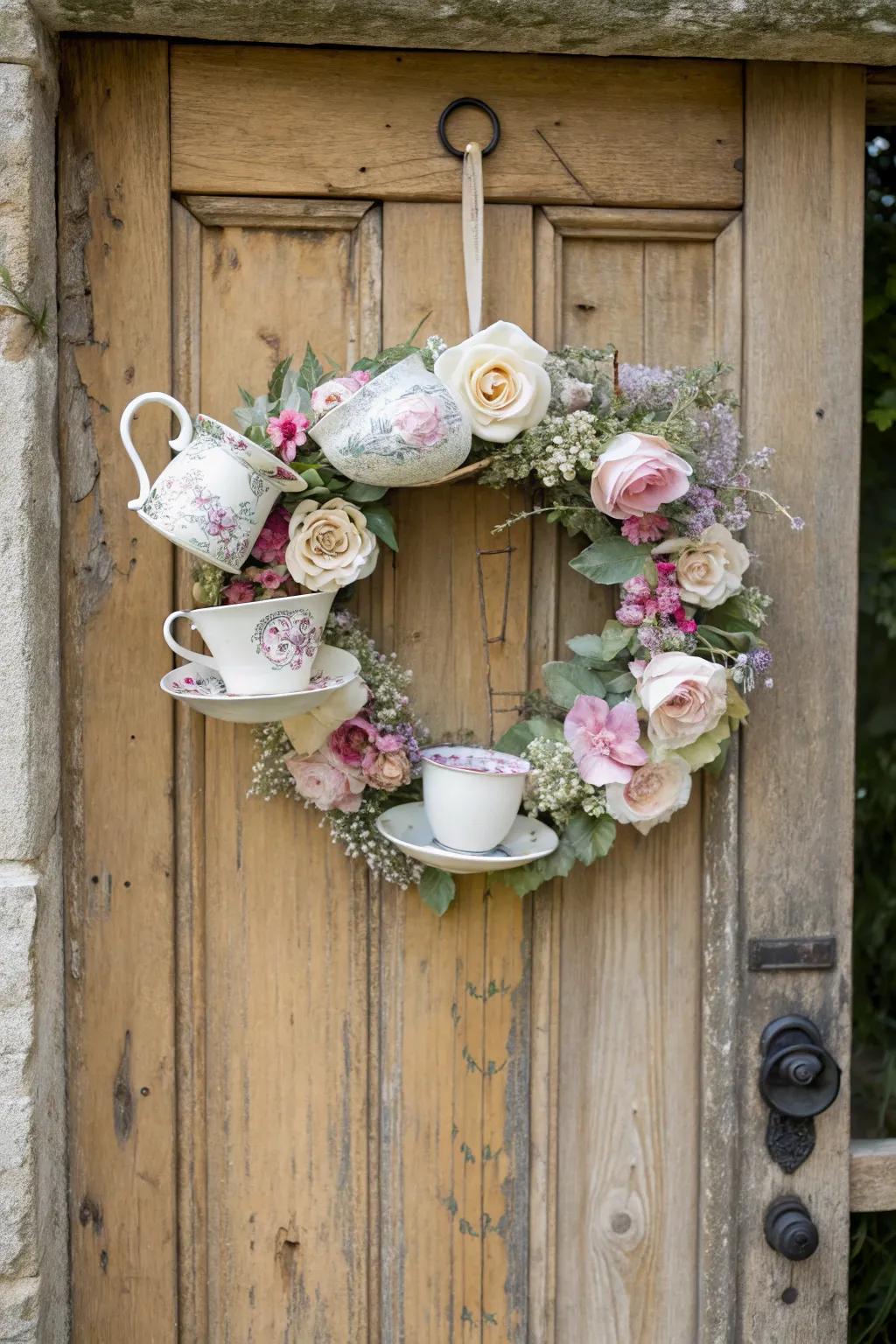 Step back in time with a tea get-together wreath.