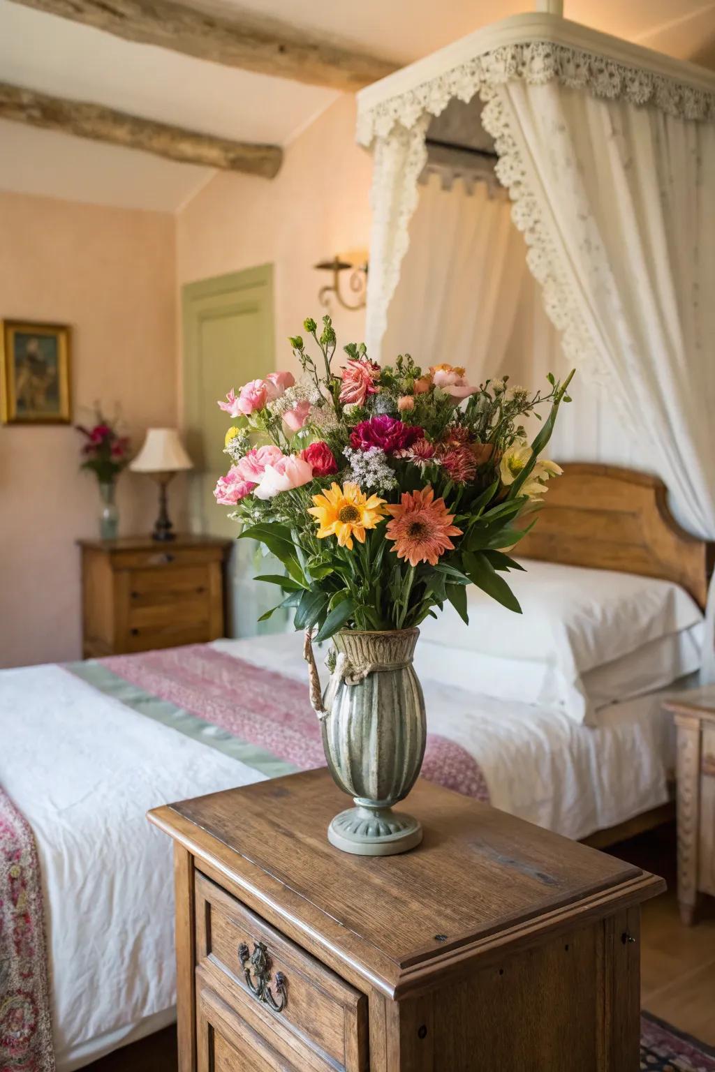 New blossoms impart a burst of color and freshness.
