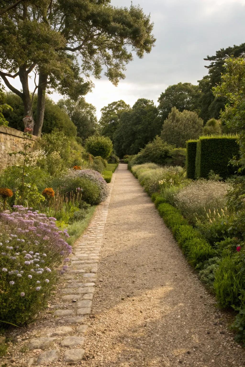 An appealing gravel path blending seamlessly into the natural landscape.