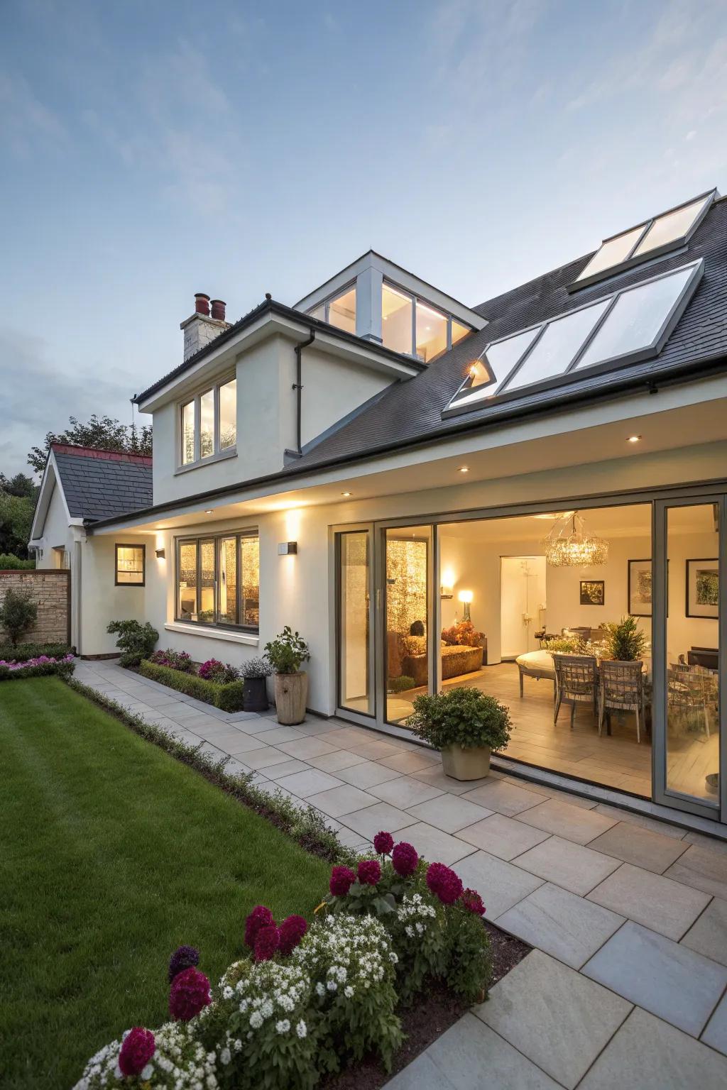 Skylights brightening up the entry.