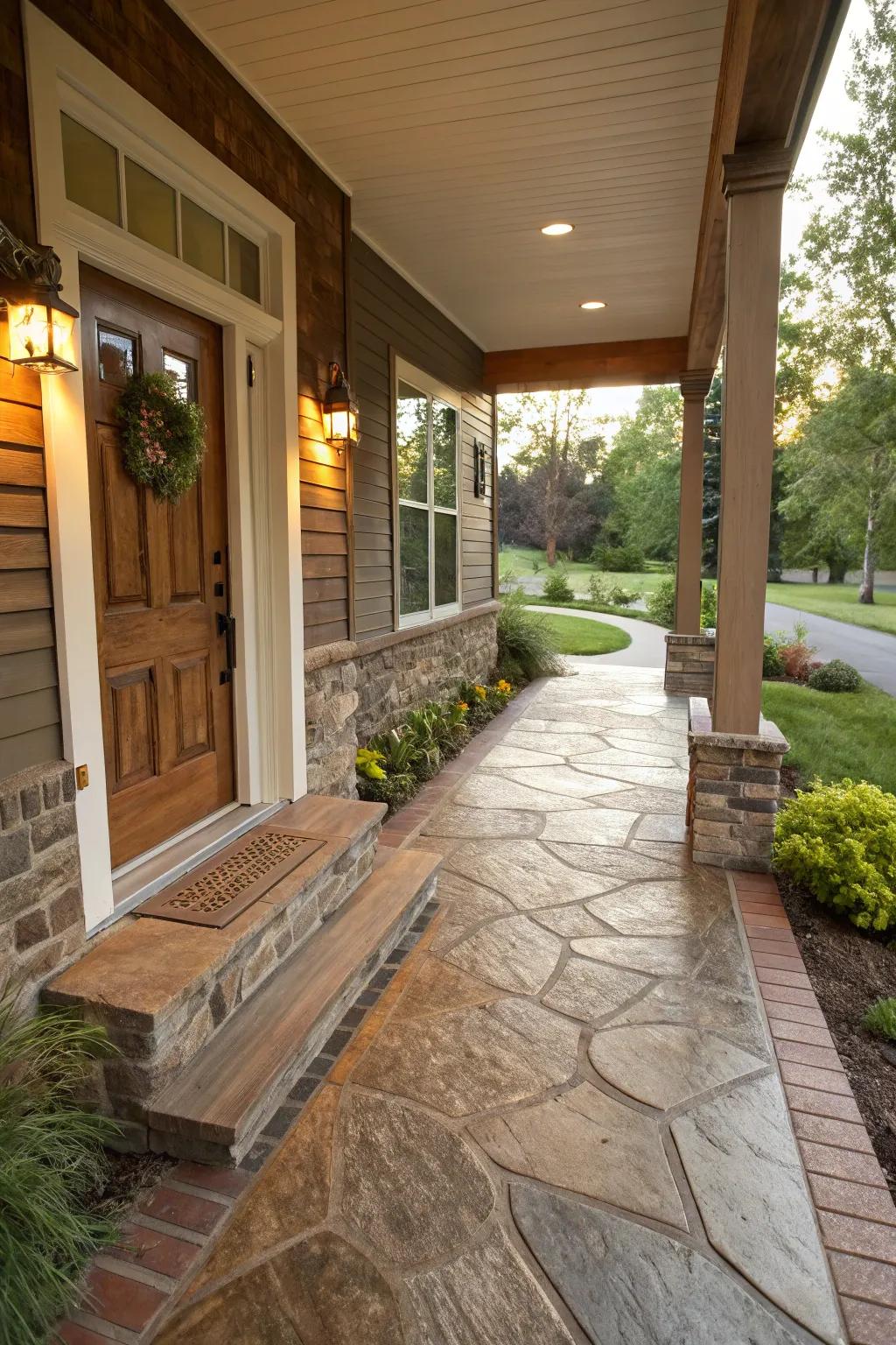 Fashioned solid furnishes inventive design prospects for porch flooring.