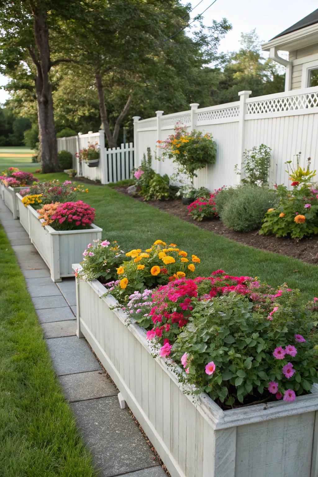 Elevated planting beds raise garden beds and enhance privacy.
