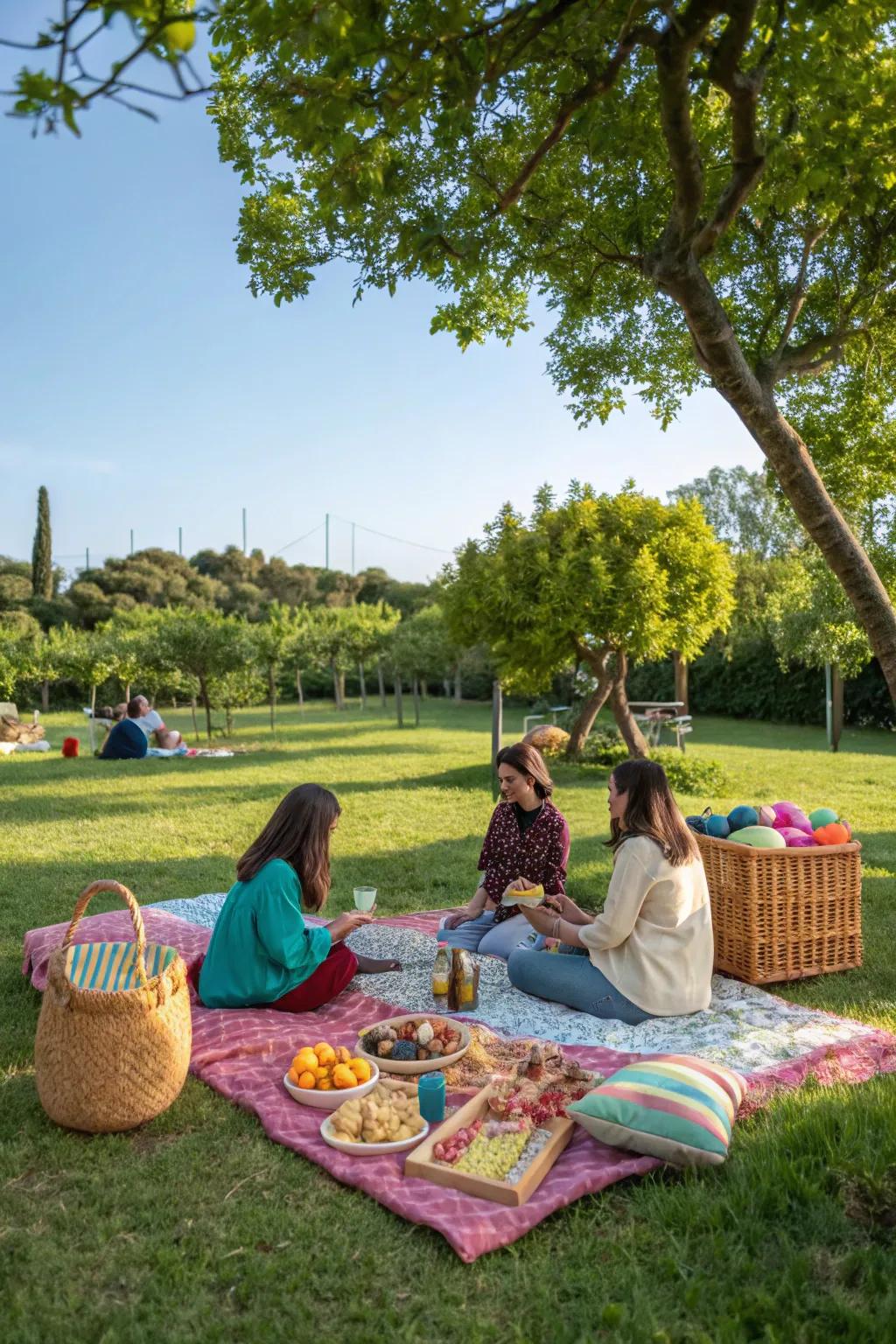 A delightful open-air picnic with friends for Galentine's Day.