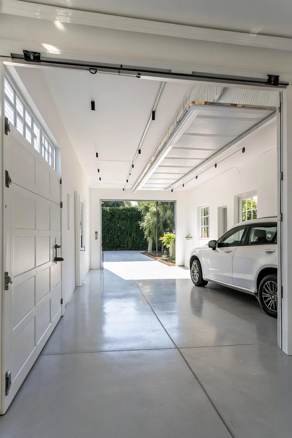 Ivory walls make your garage feel bright and spacious.