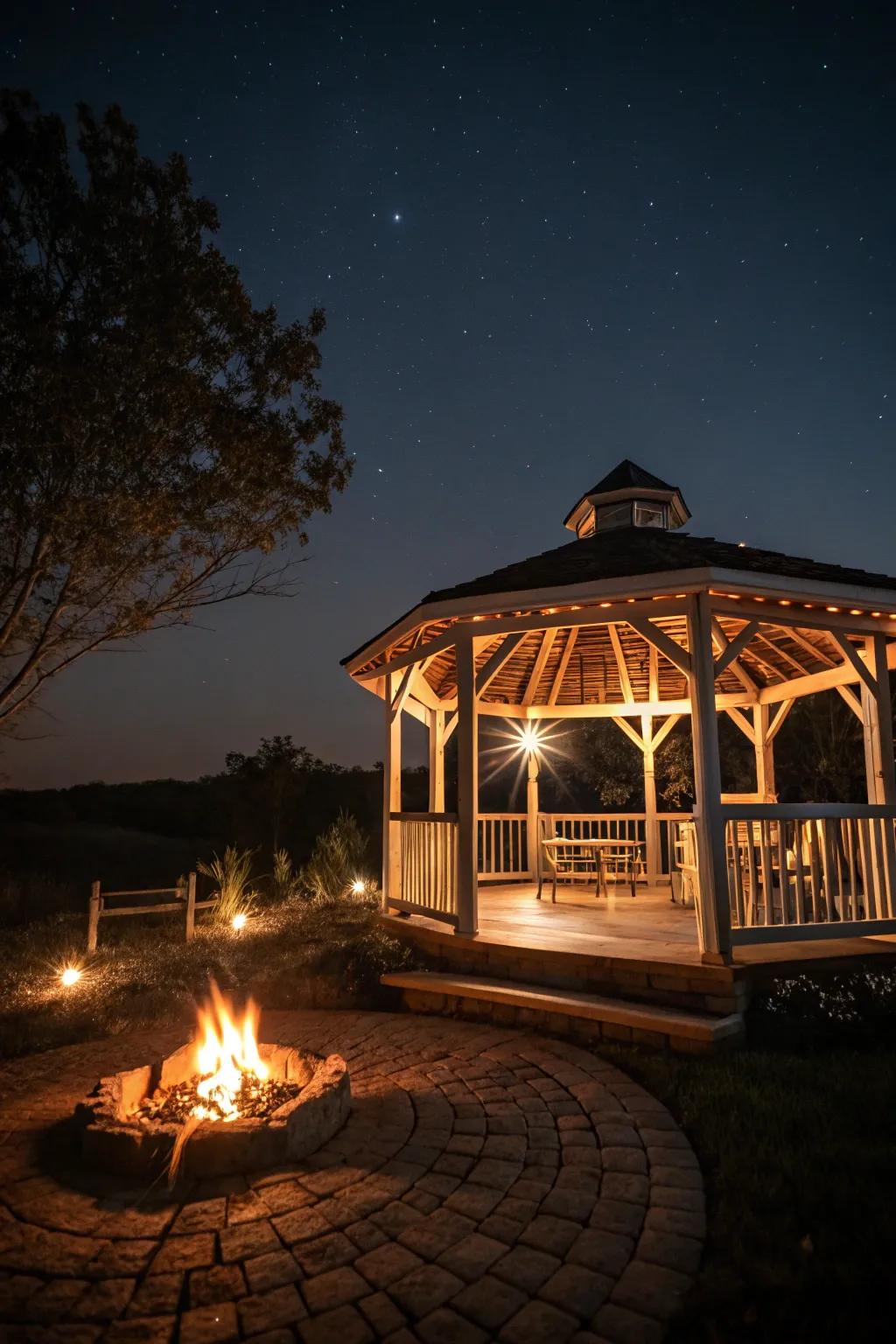 Enhance nighttime ambiance with creative up-lighting.