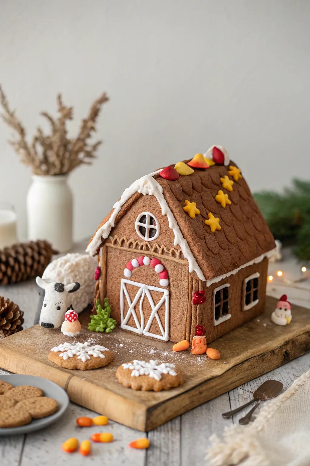 Embrace down-to-earth allure with this delightful gingerbread repository, where effortlessness harmonizes with playfulness.