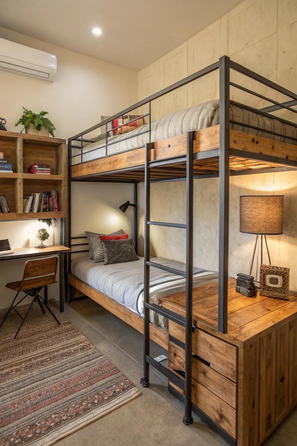 Mixed materials add depth and texture.