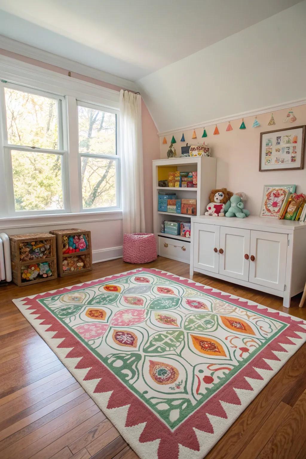 A statement floor covering unifies design components.