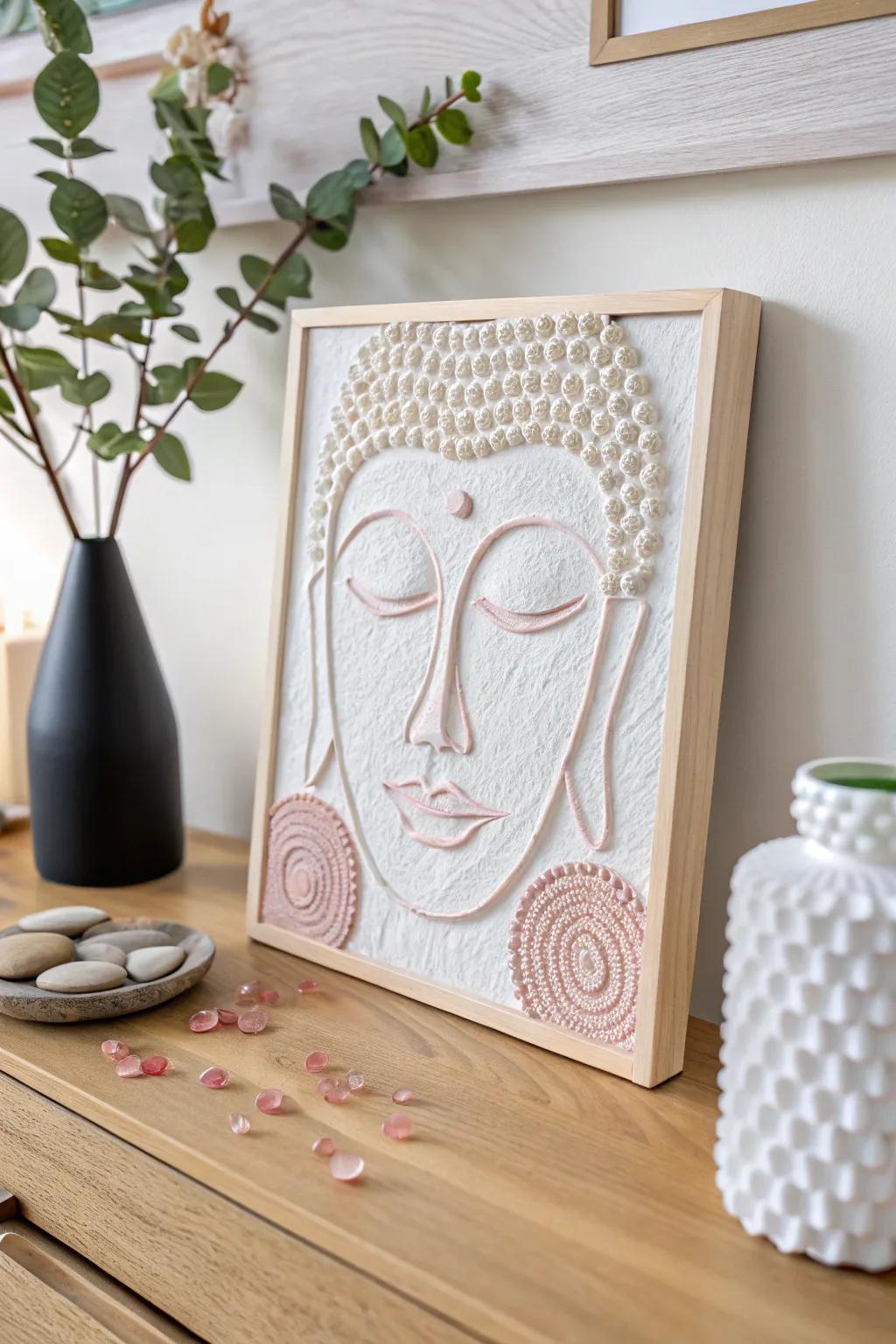 Discover the art of adhesive applicator painting with this textured abstract face, where simplicity meets creative expression.