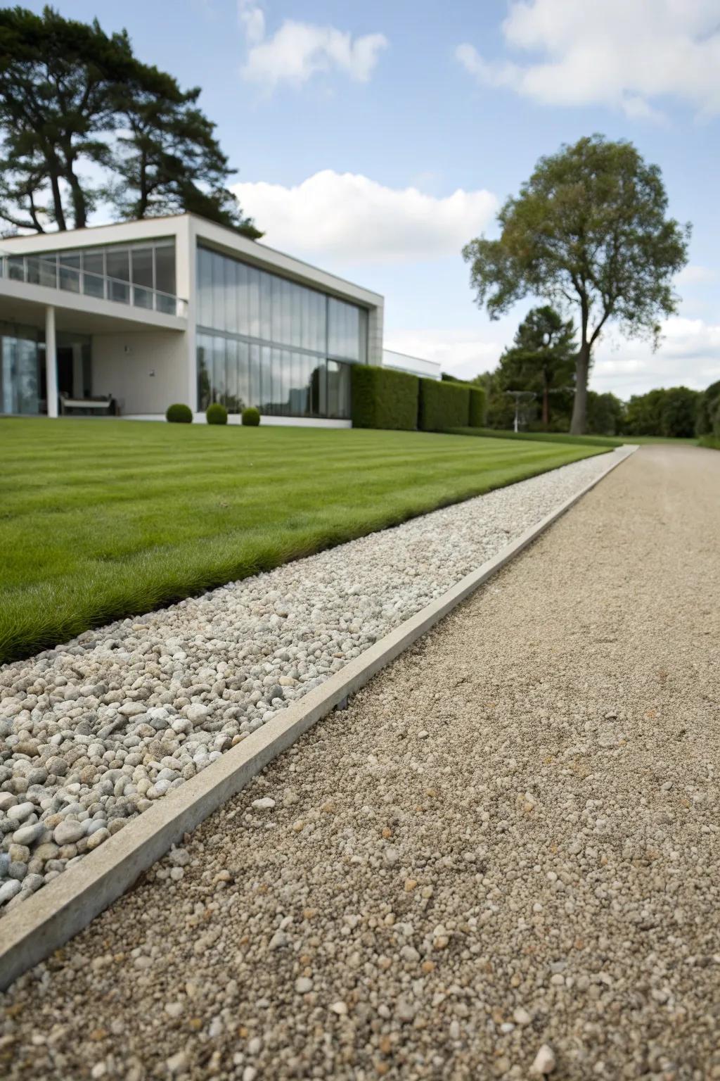 Solidified ground trim injects a crisp modern touch.