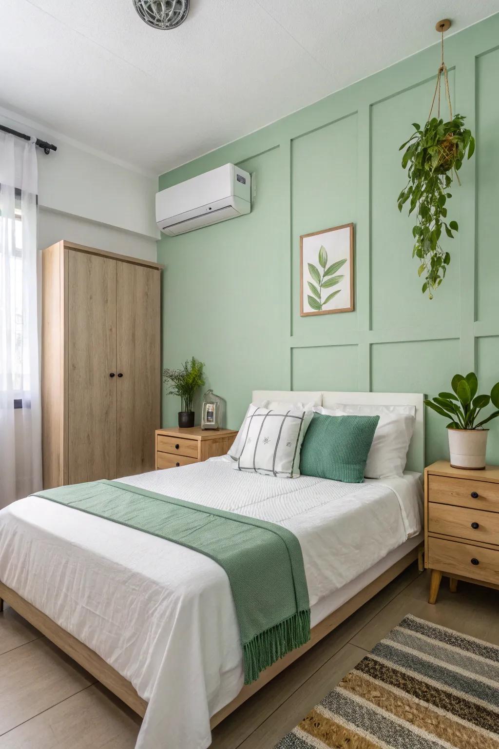 Minimalist style keeps a bedroom spacious and uncluttered.