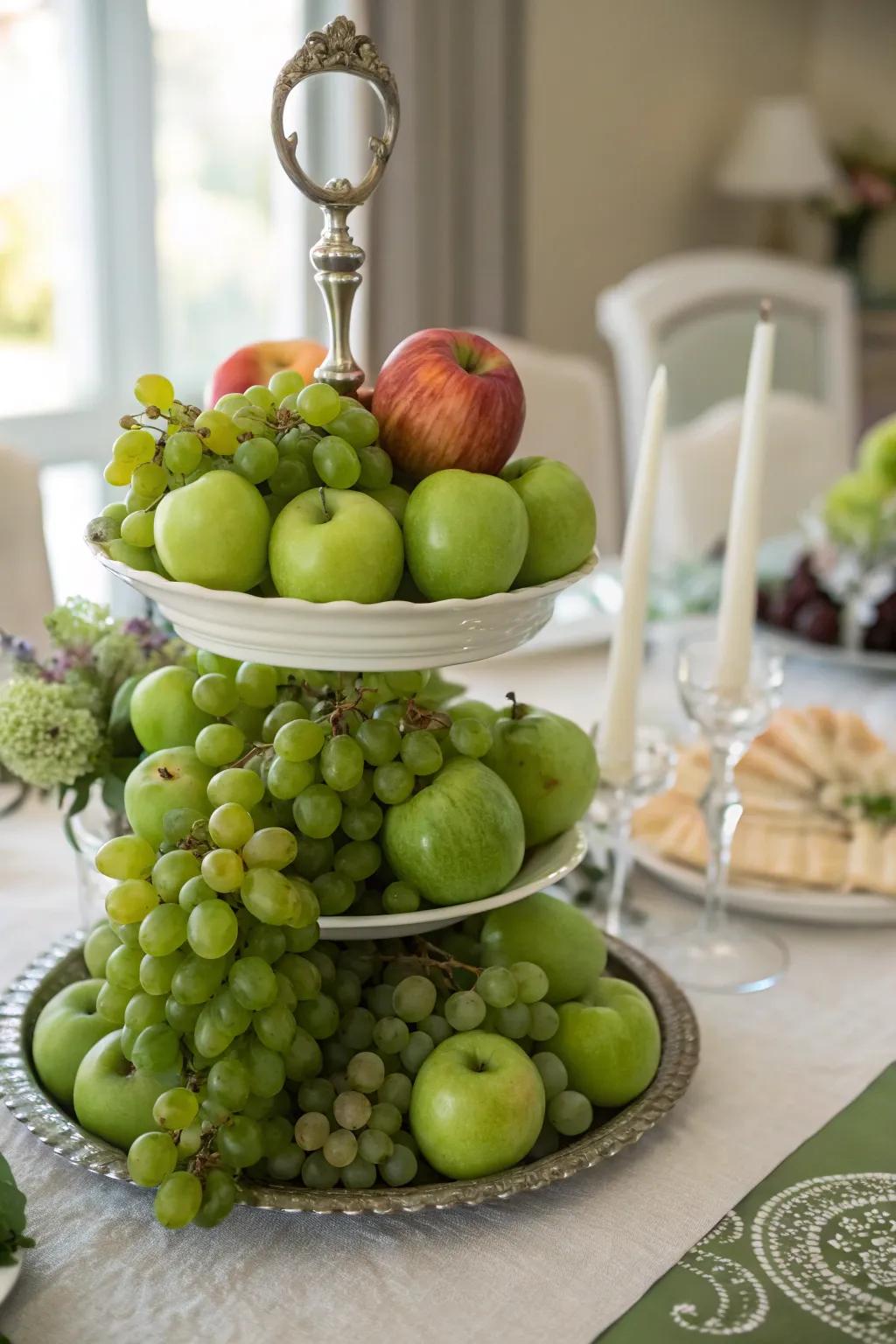 Seasonal green fruits adding freshness and taste.