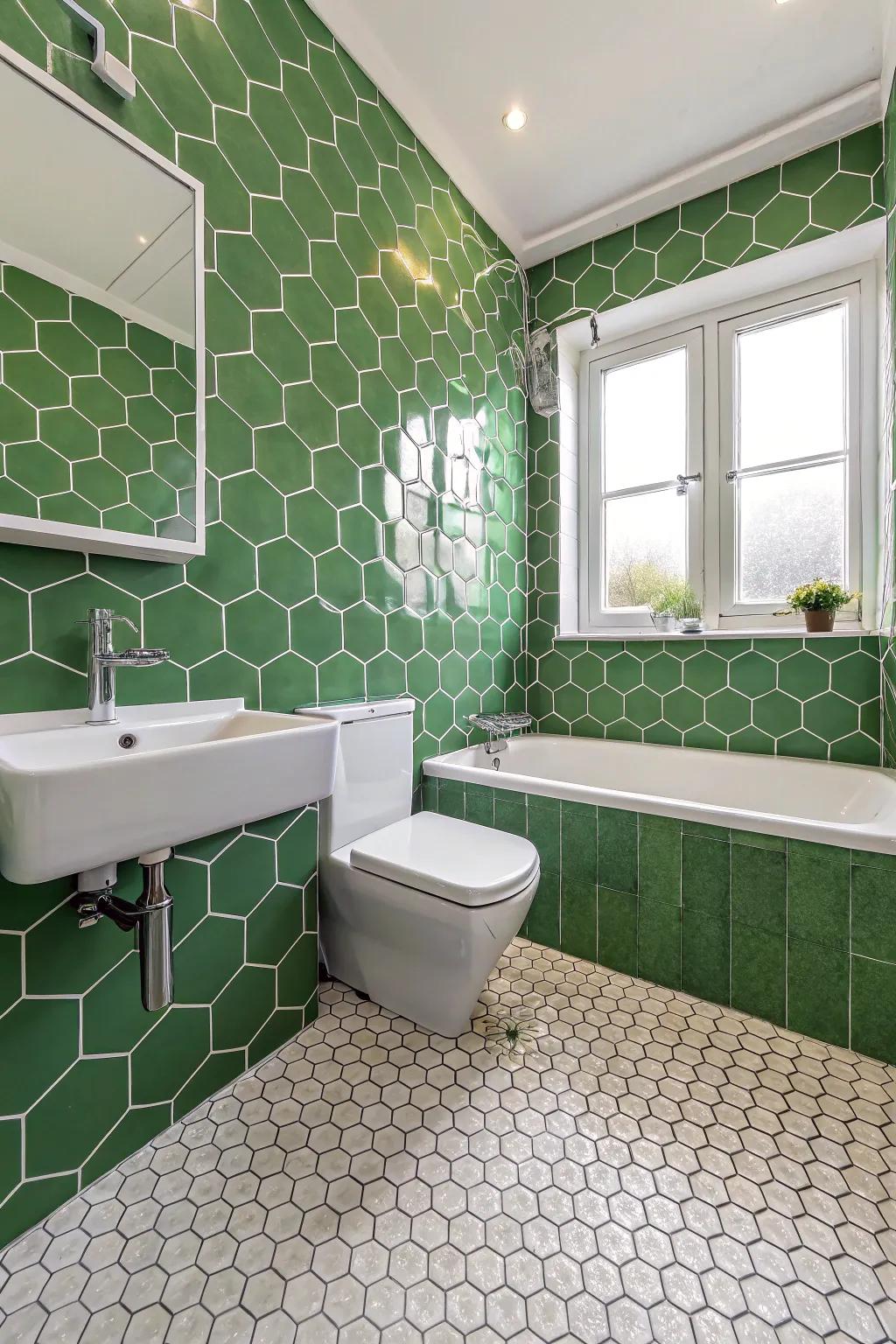 Hexagon tiles offer a modern geometric twist.