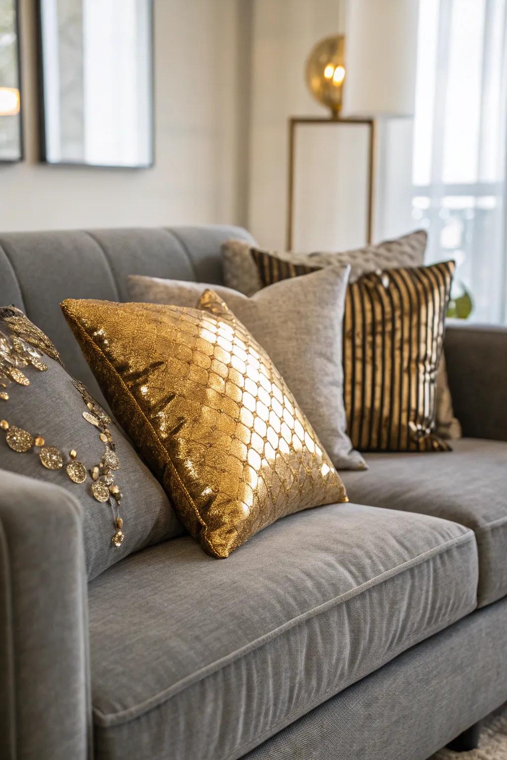 Metallic accents bring a touch of luxury to the decor.