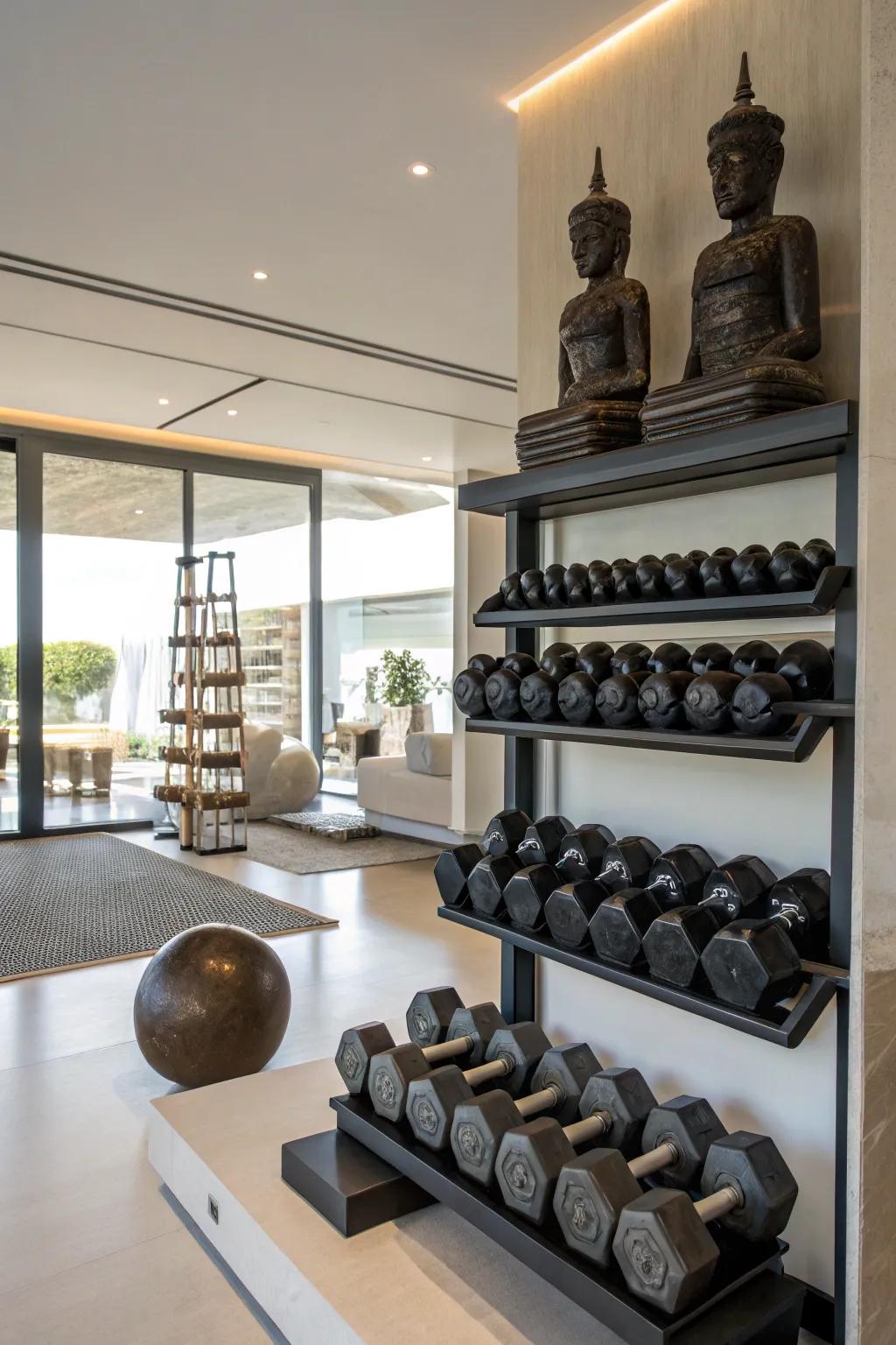 Blend style with sculptural weights.