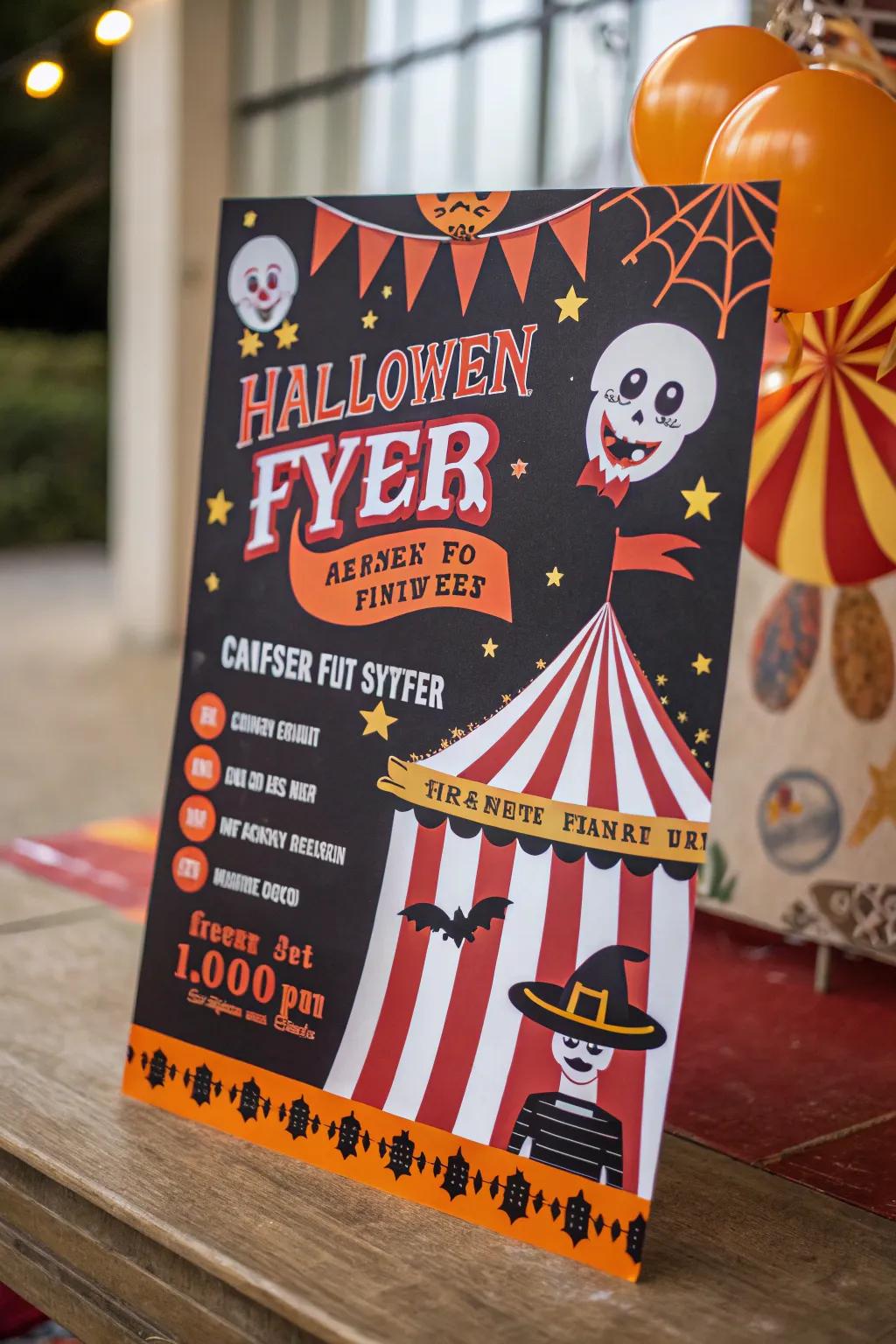 An announcement blending funfair enjoyment with Halloween spookiness.