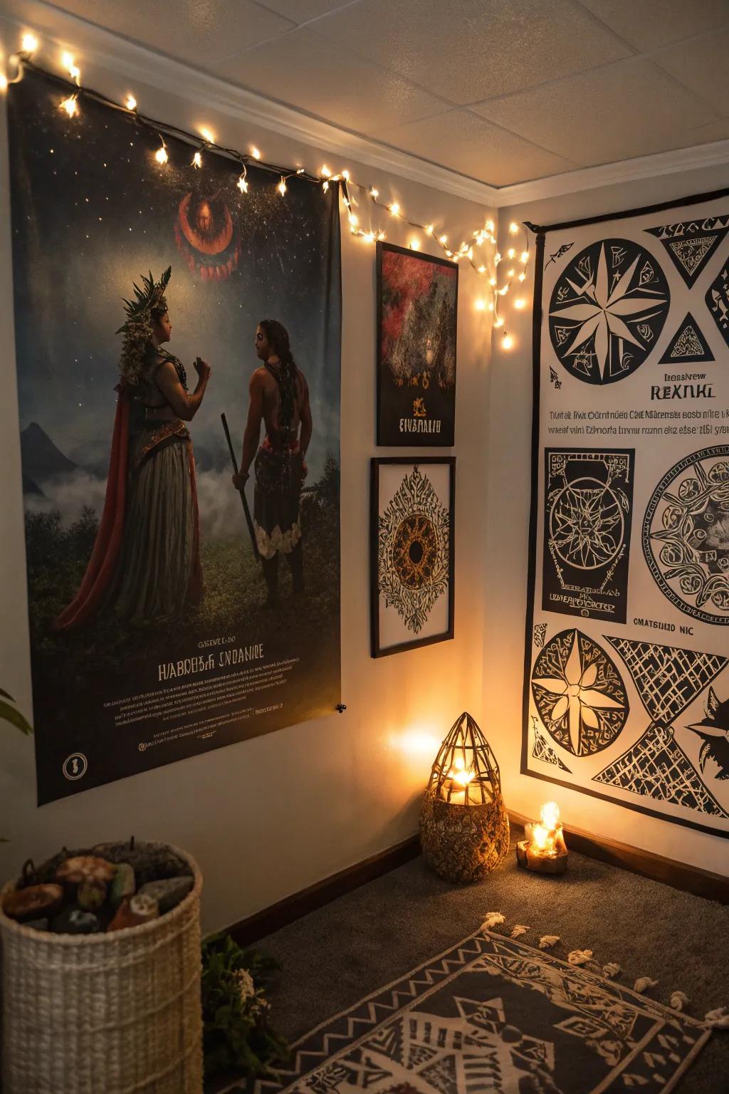 An artwork of Island mythology enhancing a magical-themed room.