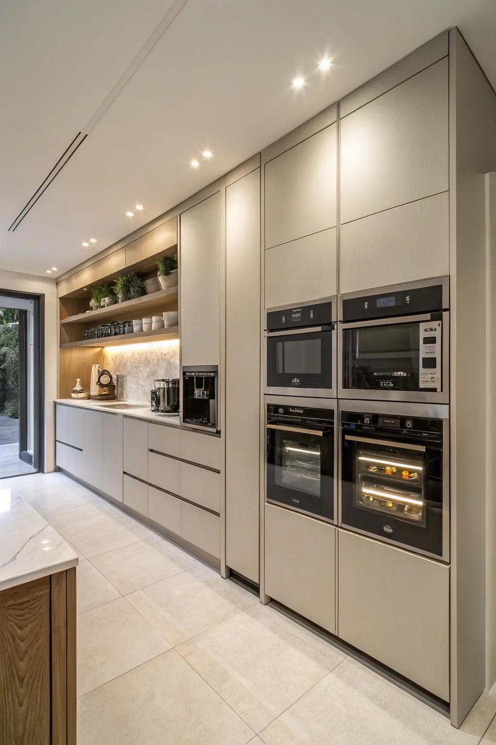 Smooth kitchen design with appliance nooks