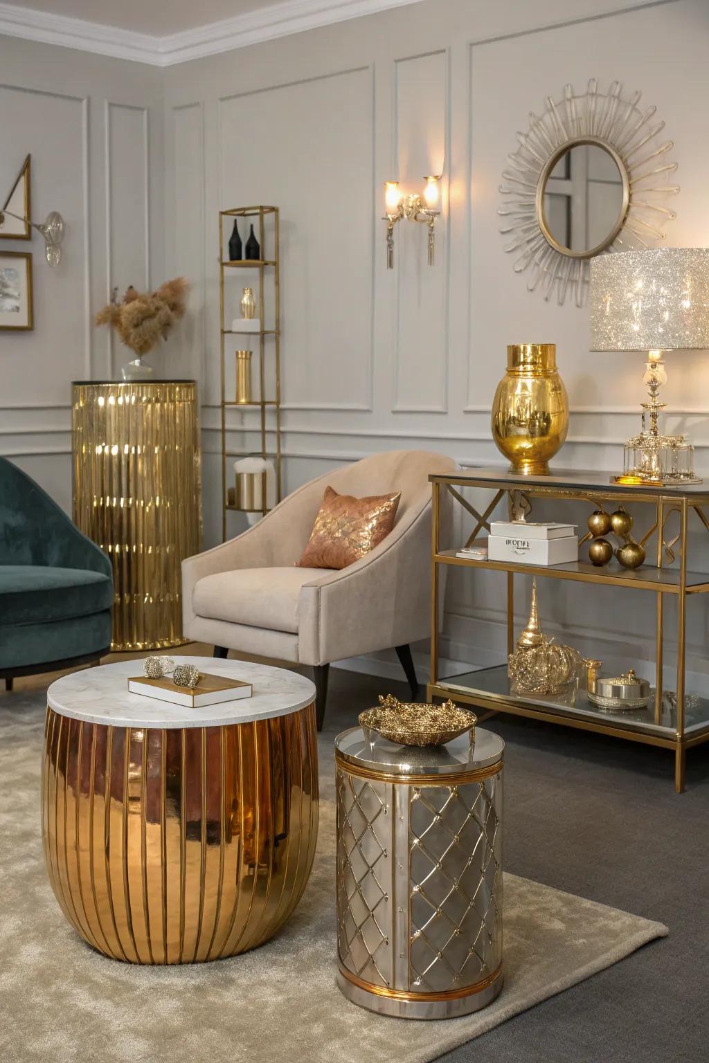 An opulent mixture of metallic elements injects festive sophistication.