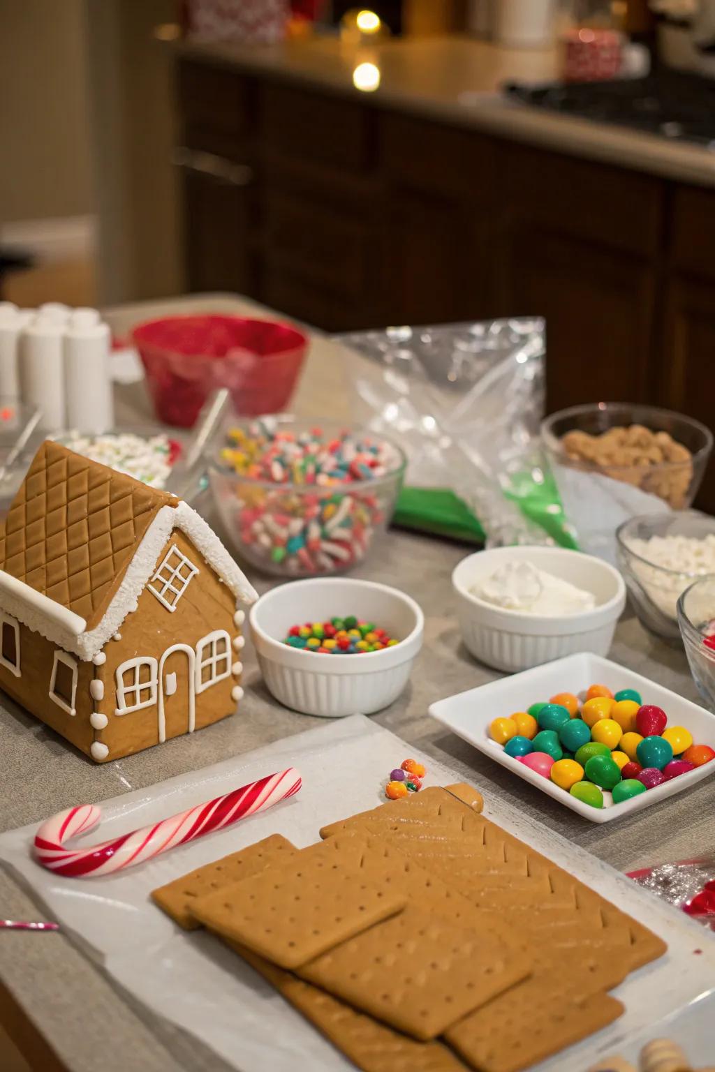 Unleash imagination with a gingerbread house decorating contest.