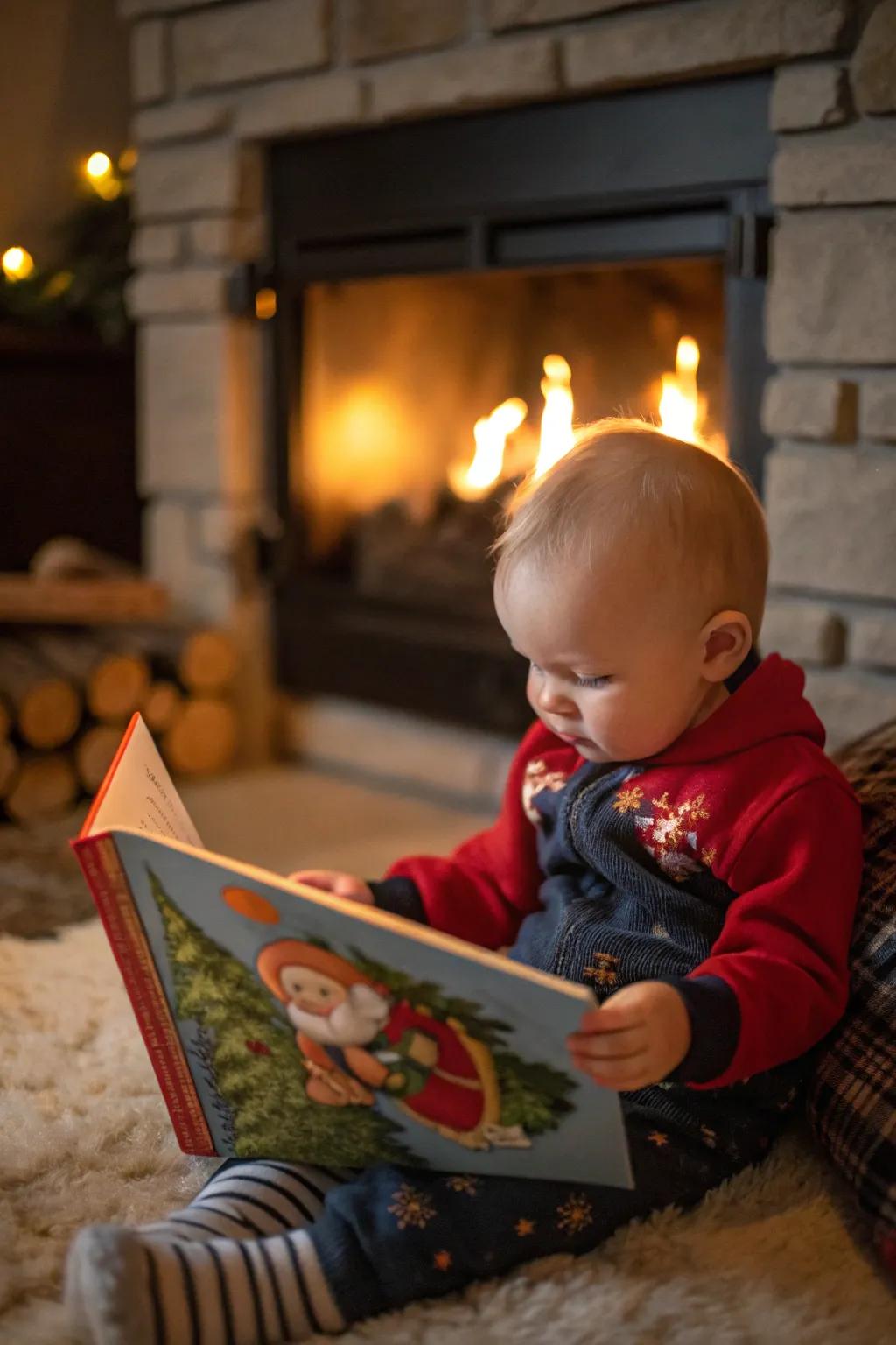 Cozy storytime by the fire fashions magical holiday memories.