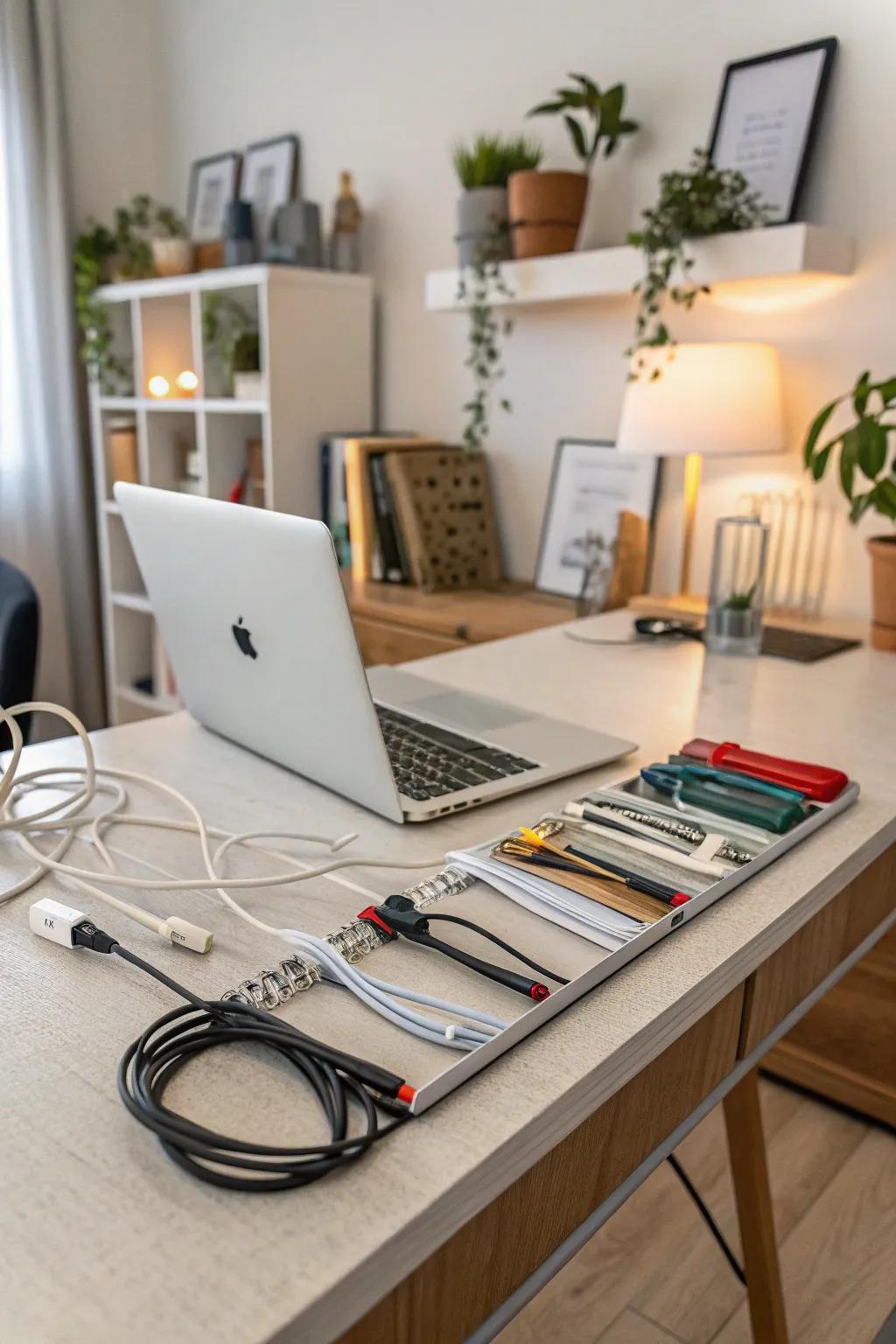 Wire management keeps your workspace neat and organized.