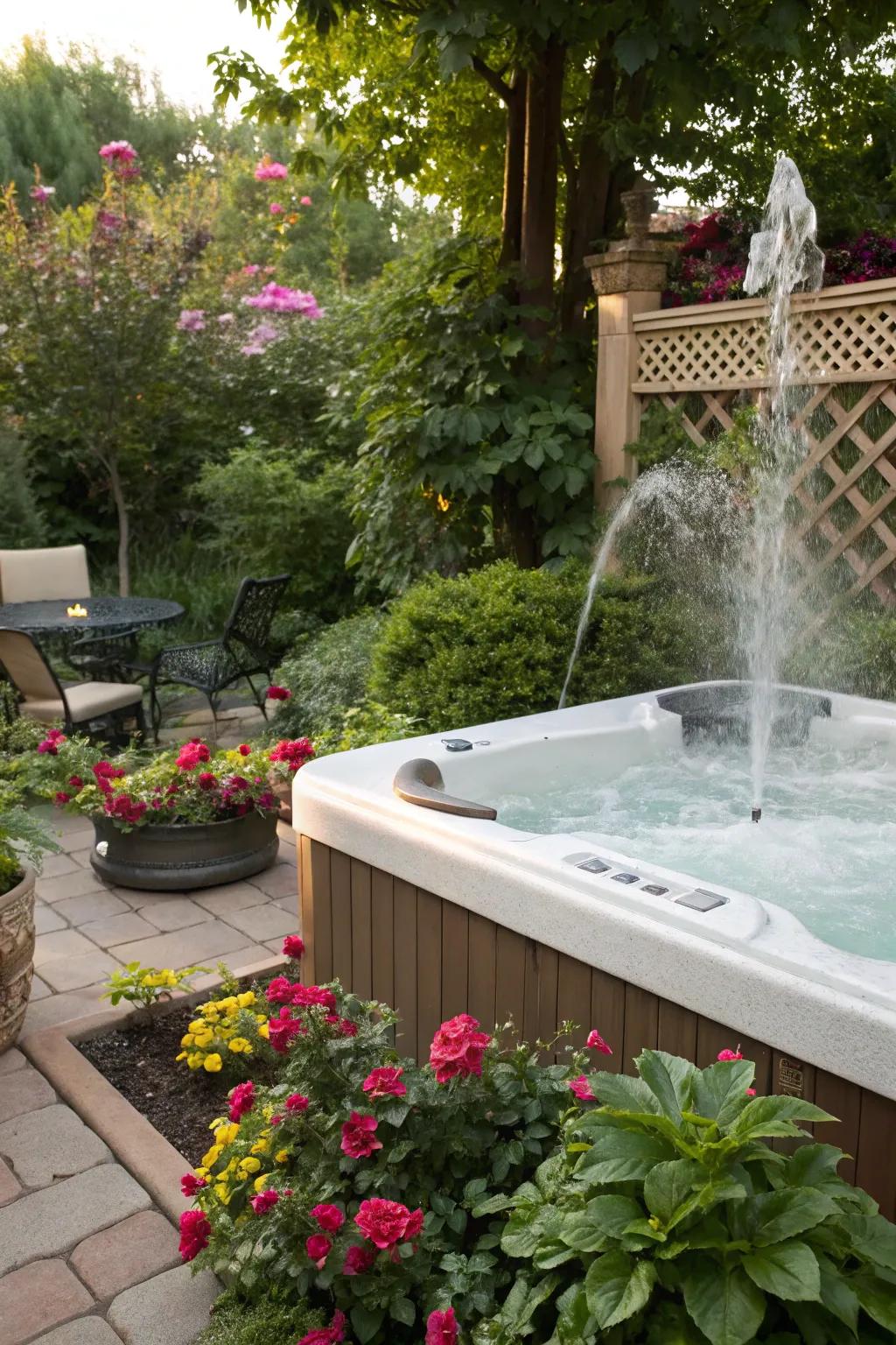 An aquatic element imparts tranquility and heightens the spa-esque atmosphere.