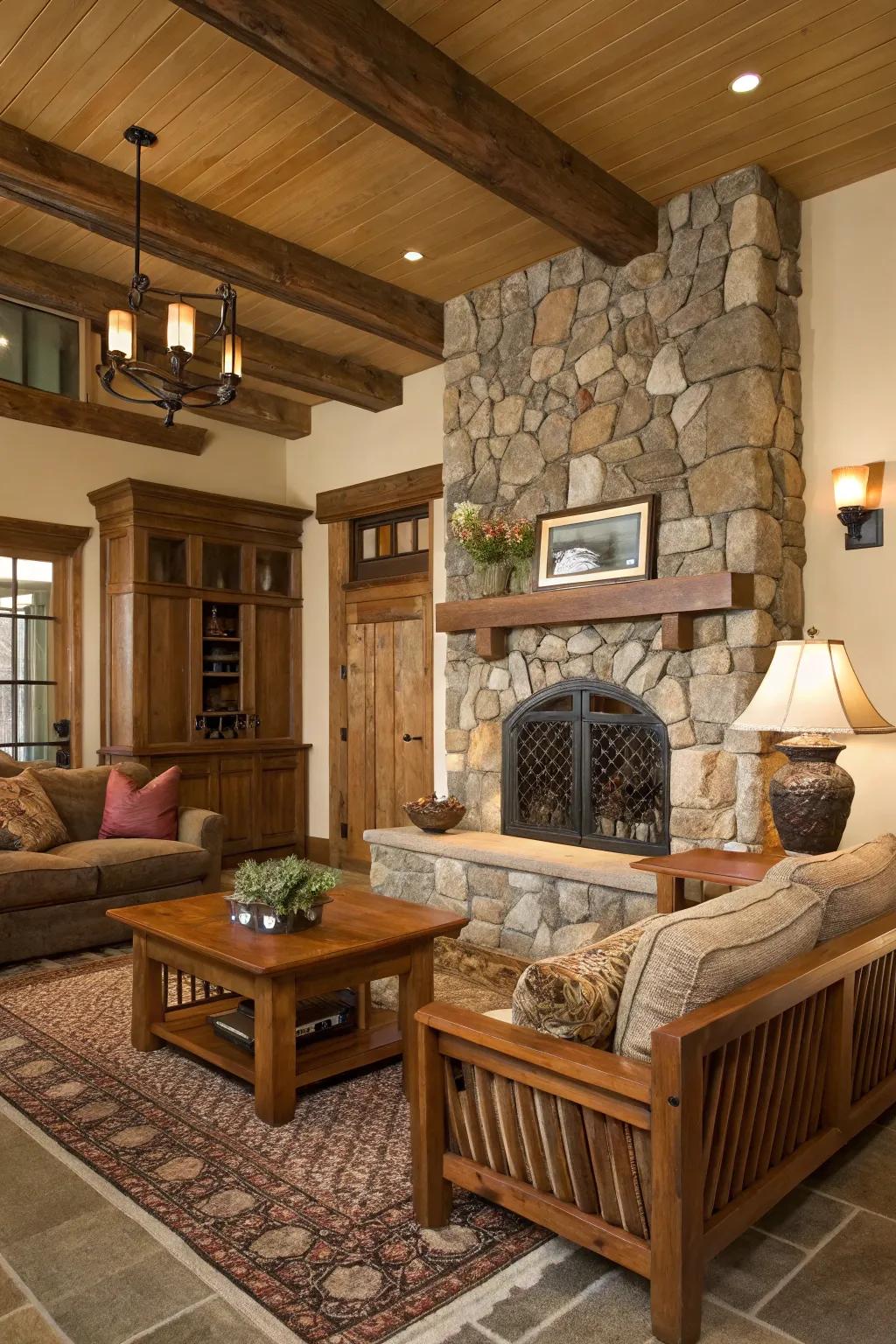 Natural compositions like timber and stone infuse warmth into your home.