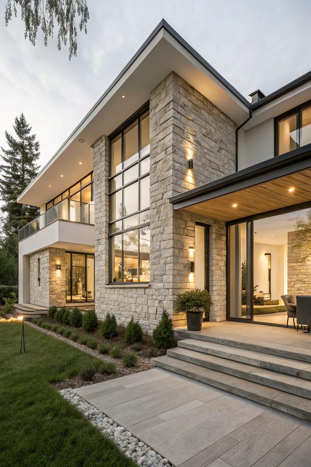 Subtle rock accents enhancing a modern design.