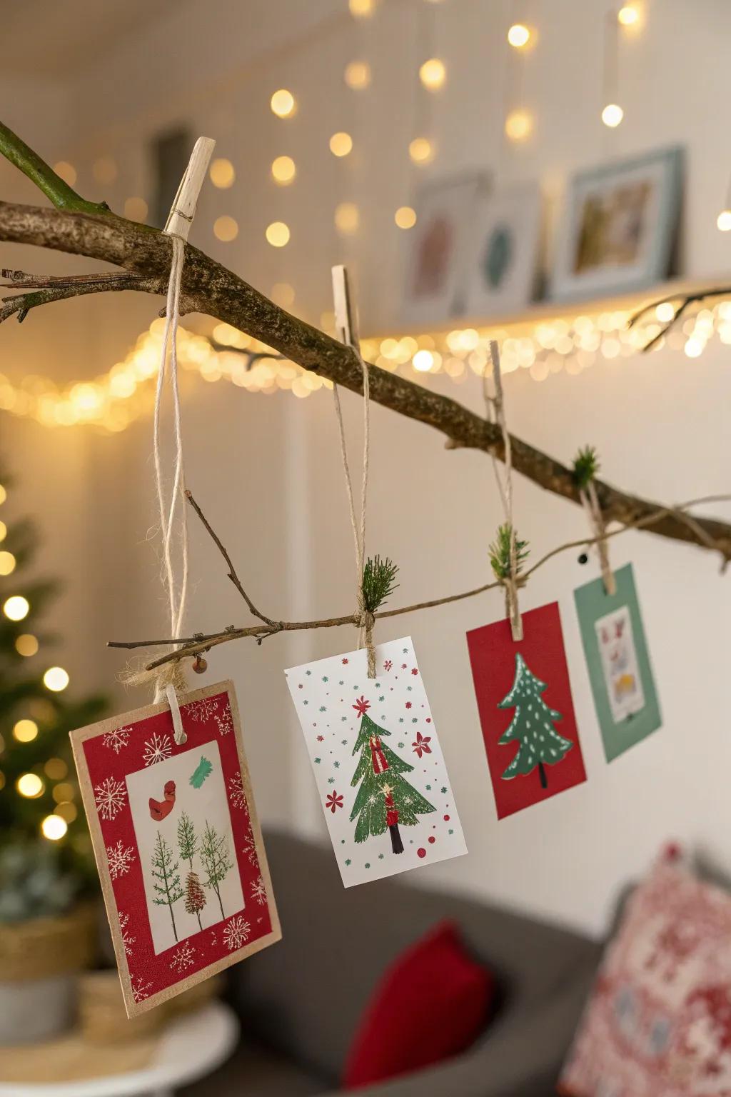 Carry nature inside by using a bough exhibit.