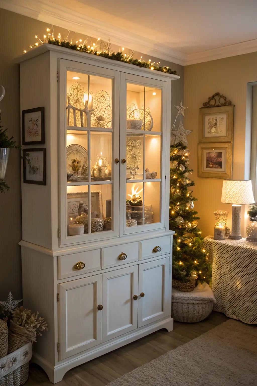 With thoughtfully integrated lighting, this hutch becomes a beacon of style.