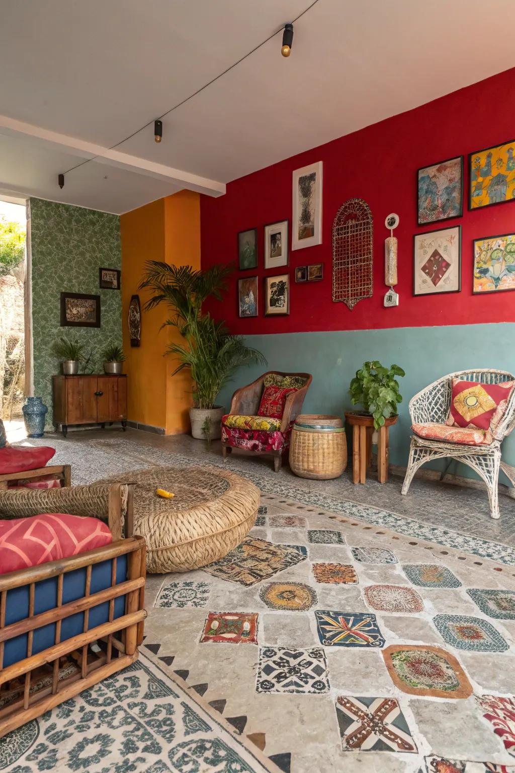 Concrete mosaics transform floors into works of art.