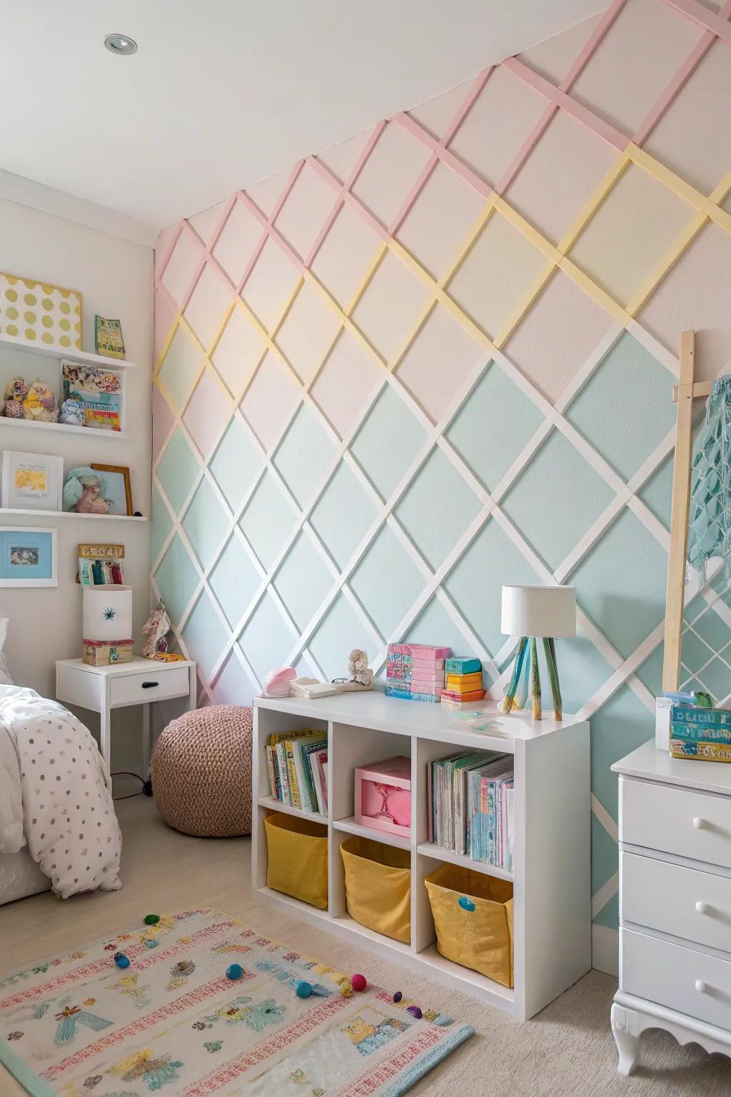 Soft-toned lattice wall crafting a lively and welcoming ambiance.