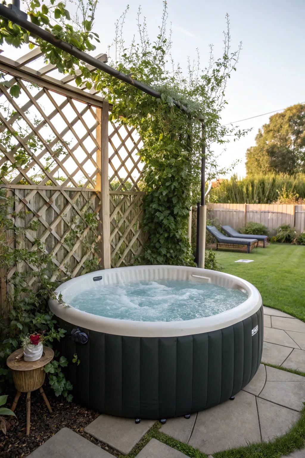 A trellis enhances seclusion and infuses organic aesthetics.