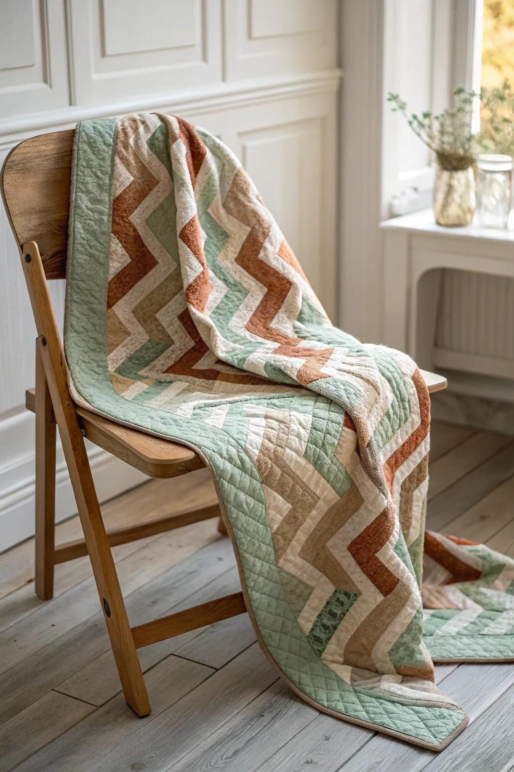 Embrace the energy of Jagged Zing with a quilt that brings dynamic charm to your space.